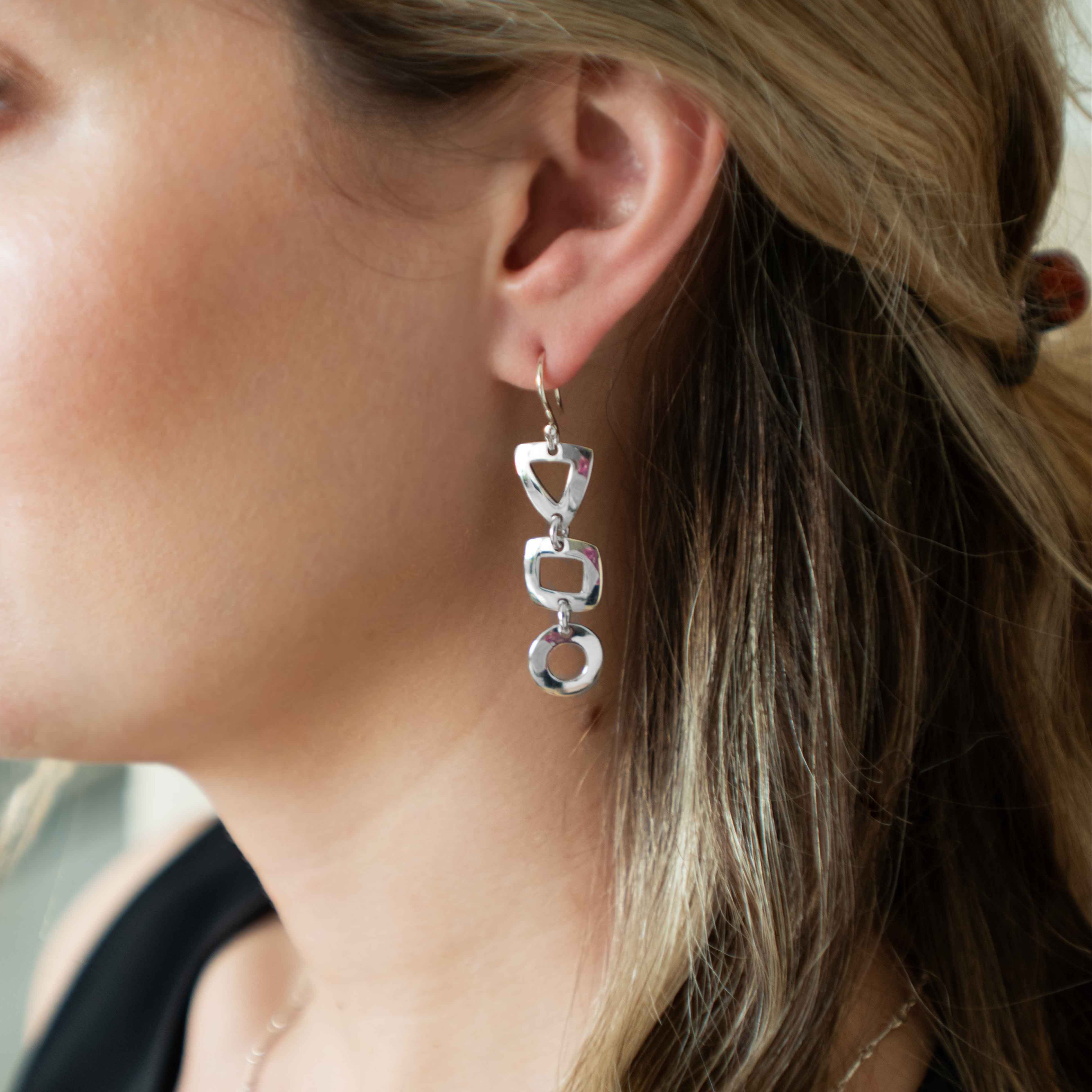 Silver Statement Earrings in 925 Sterling Silver, Large Silver Earrings for Women, Best Gifts for Girls