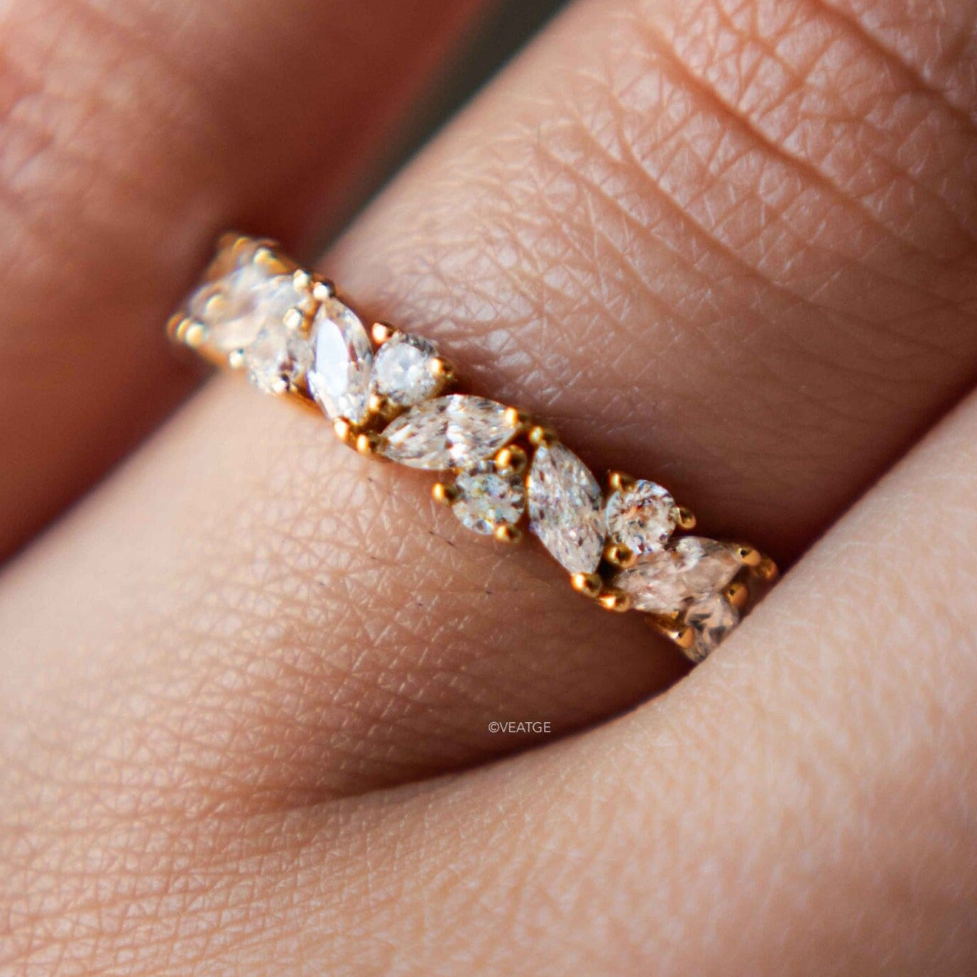 Floral Full Eternity Band Gold