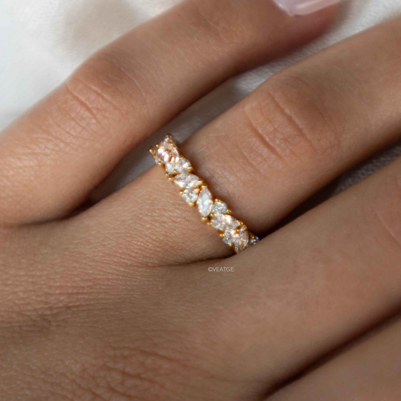 Floral Full Eternity Band Gold