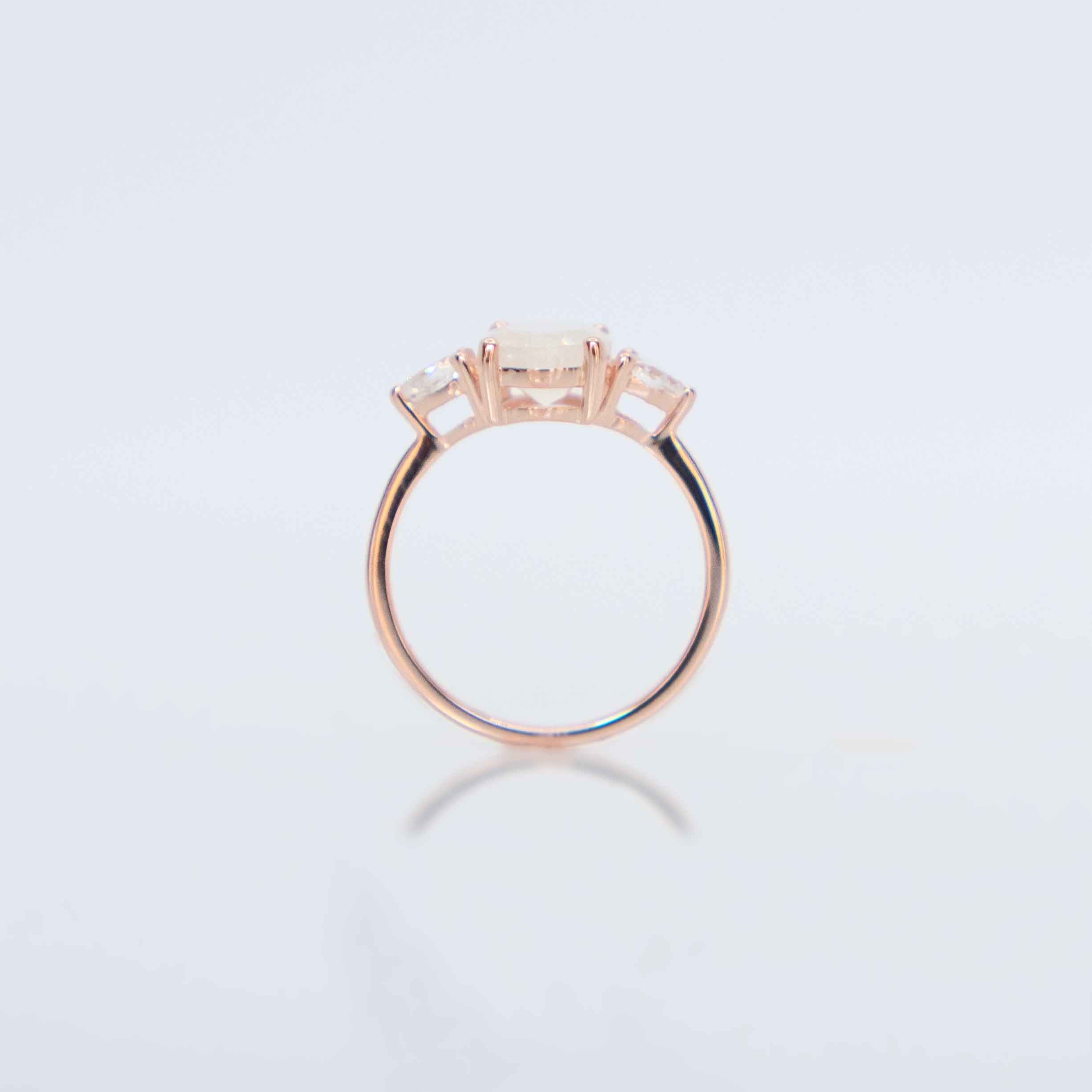 Moonstone Rose Gold Ring Bridal Ring Engagement Ring June Birthstone Gift for Women