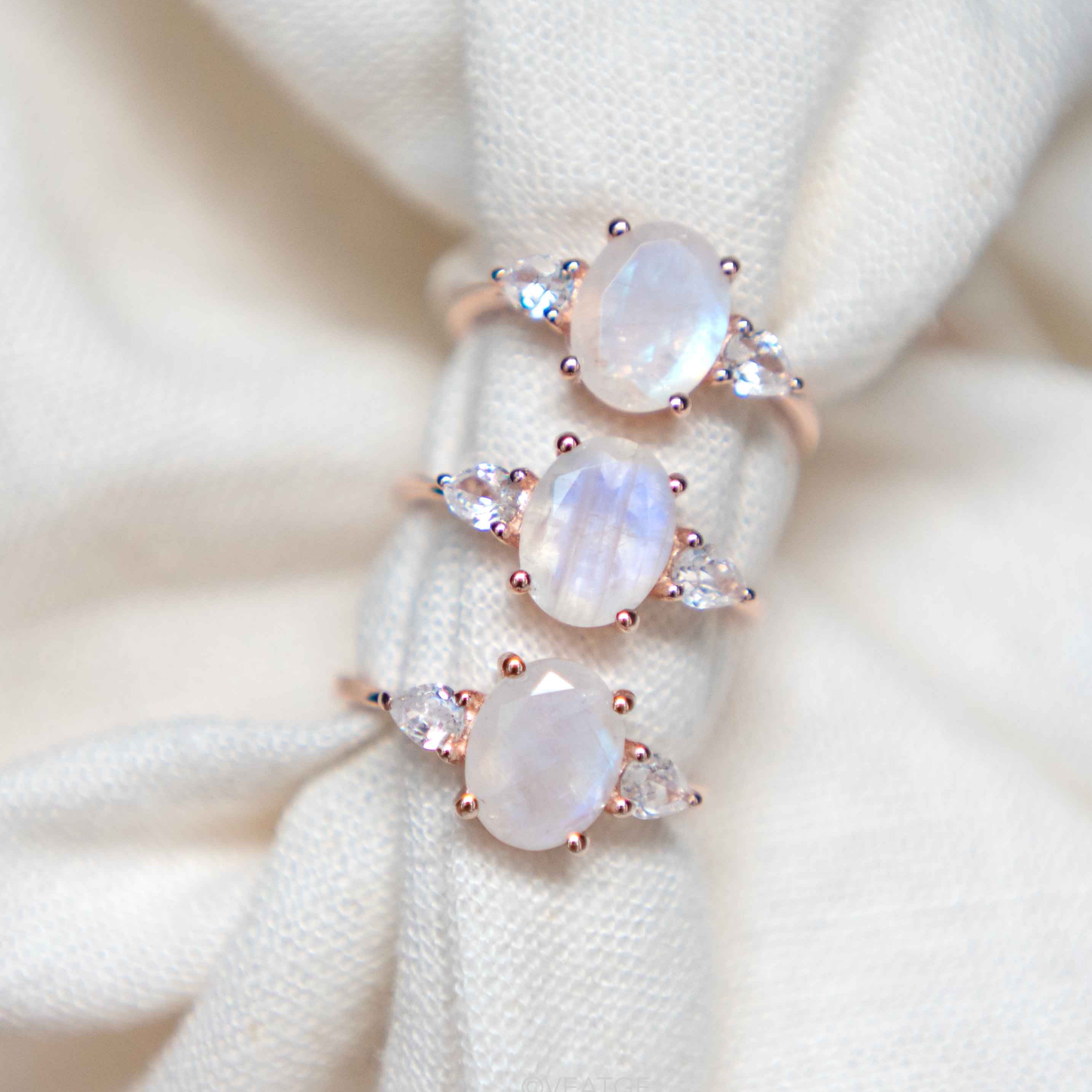 Rose Gold Moonstone Engagement Ring for Women June Birthstone Gift for Best Friend