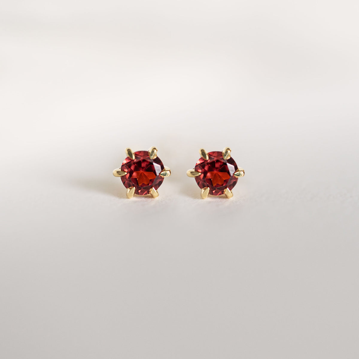Garnet Stud Earrings Dainty Small Minimalist 14k Gold, January Birthstone, Birthday Gifts for girls, second piercing studs