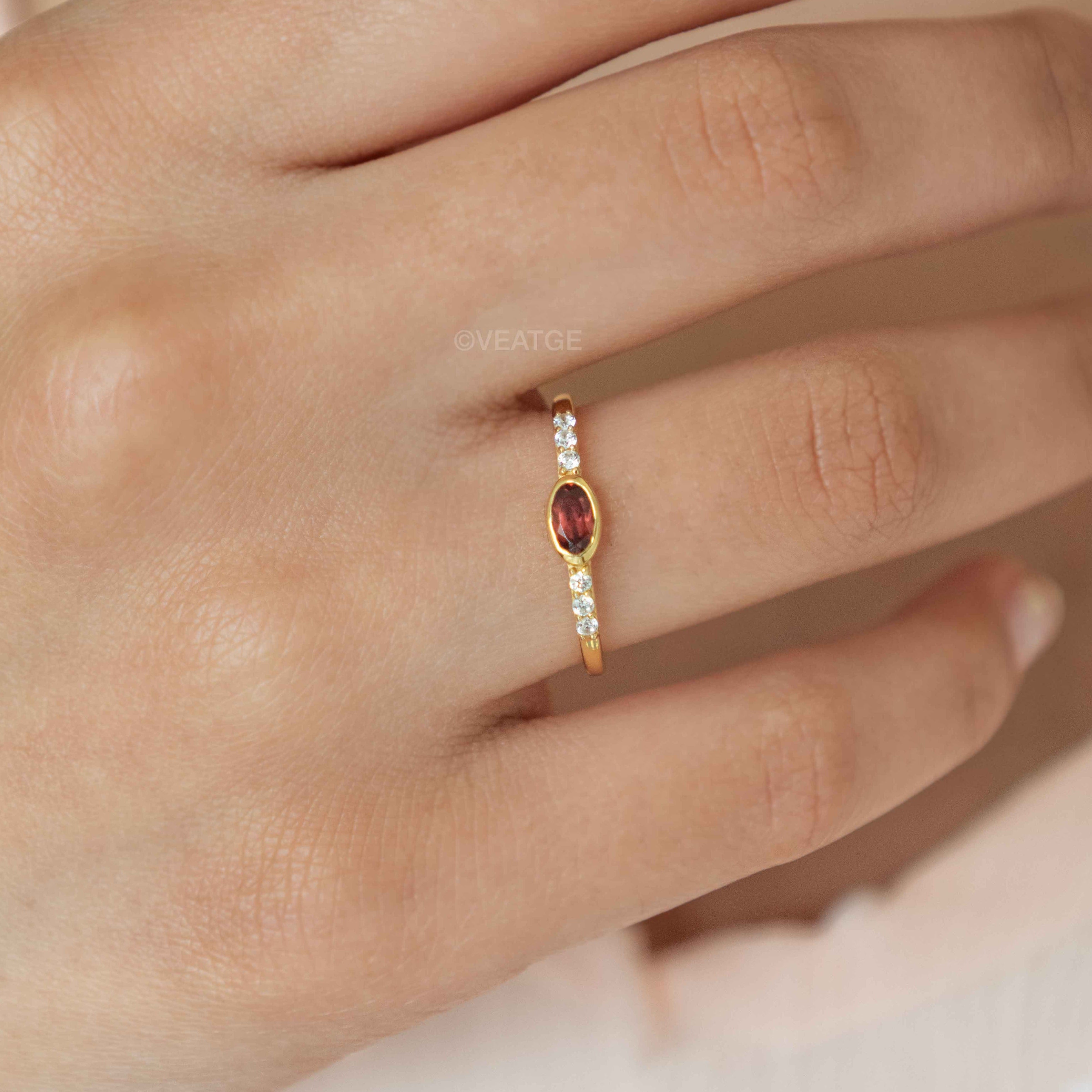 January Birthstone - Garnet Stacking Band - Elise