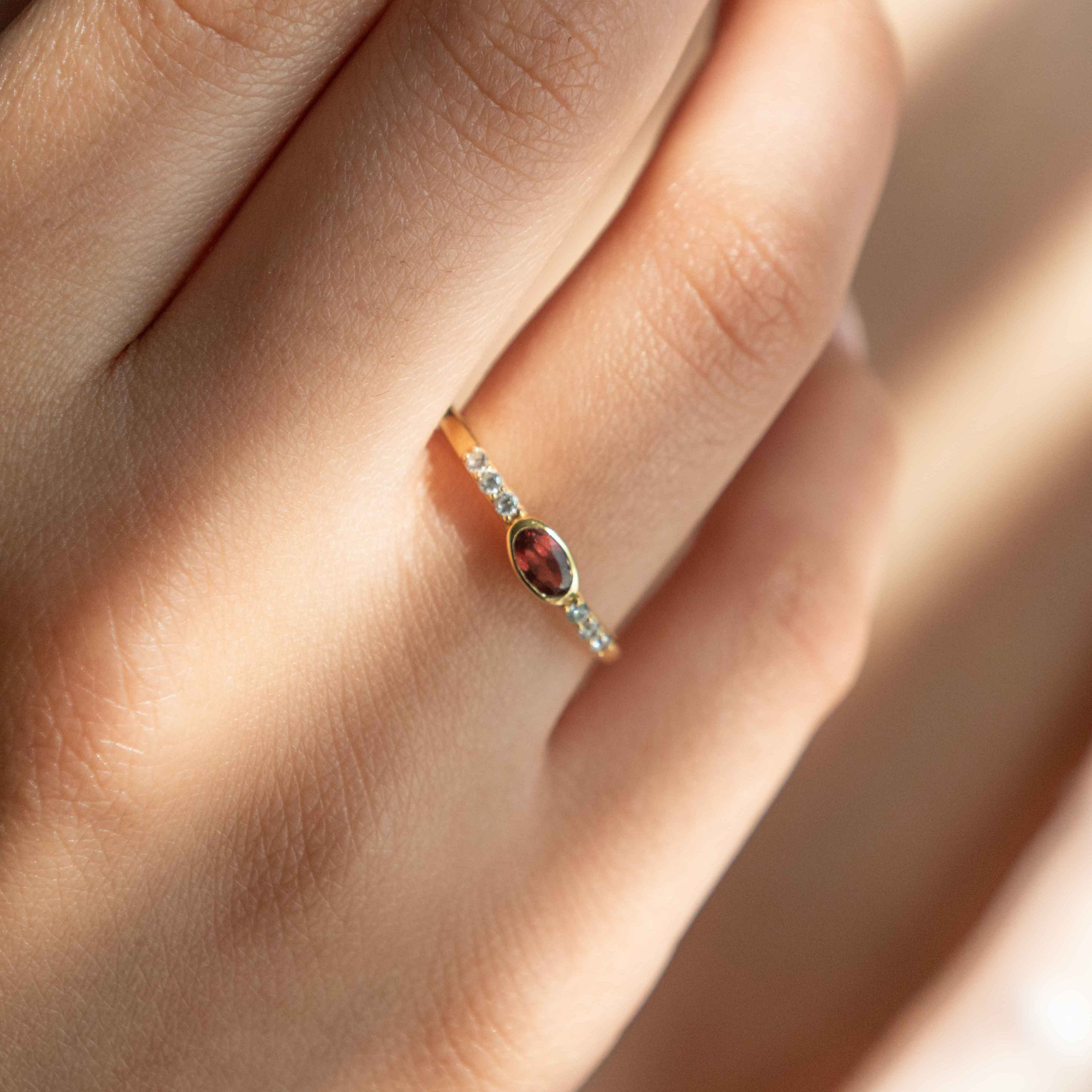 January Birthstone - Garnet Stacking Band - Elise