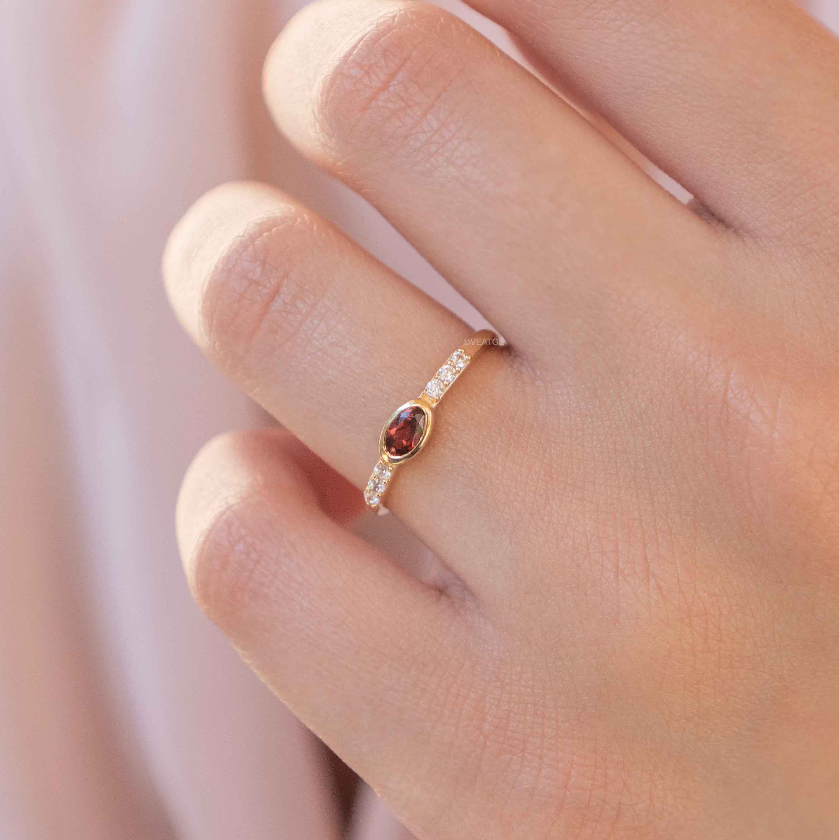 January Birthstone - Garnet Stacking Band - Elise