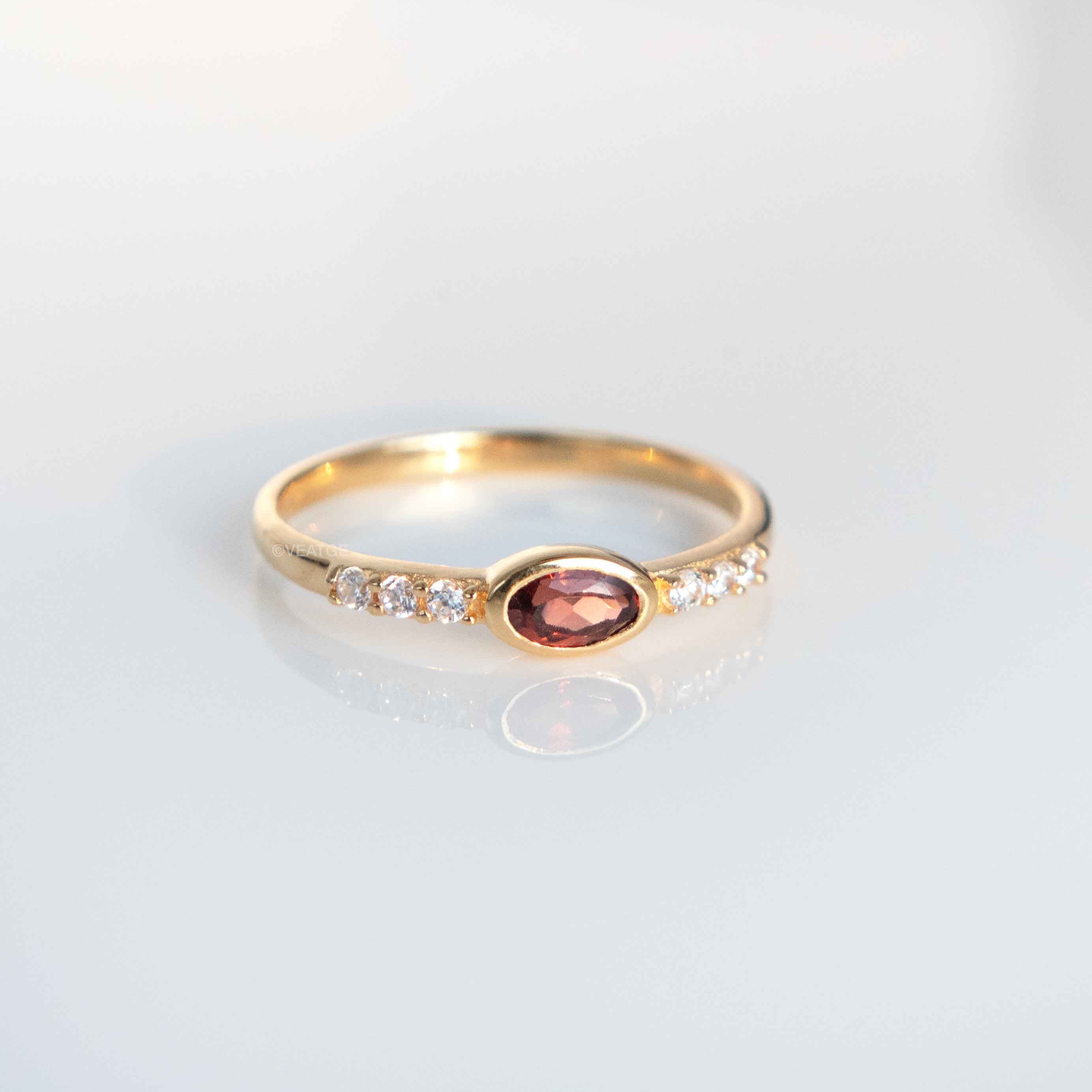 January Birthstone - Garnet Stacking Band - Elise