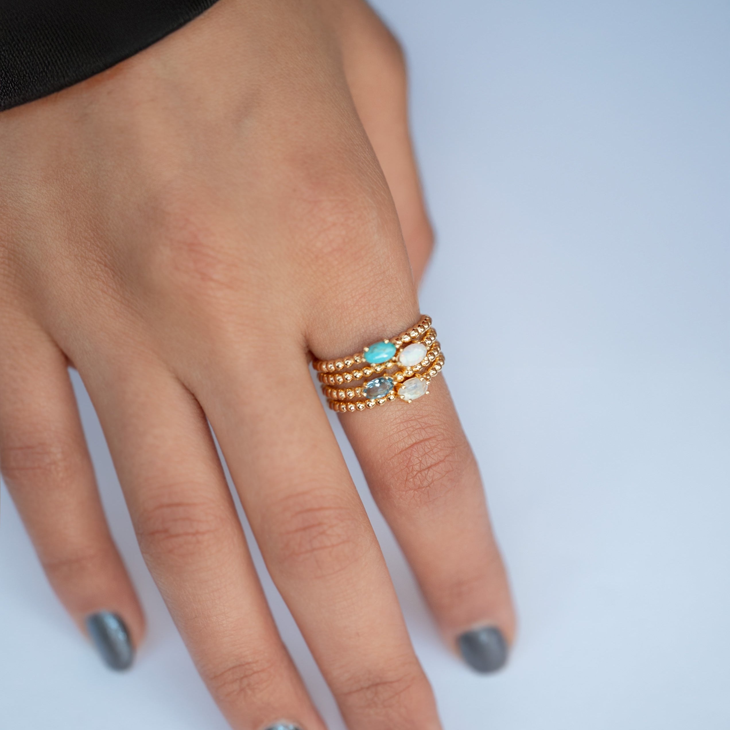 Natural Citrine Gemstone Beaded Ring, Genuine Gemstone, November Birthstone Jewelry Gifts for Girls