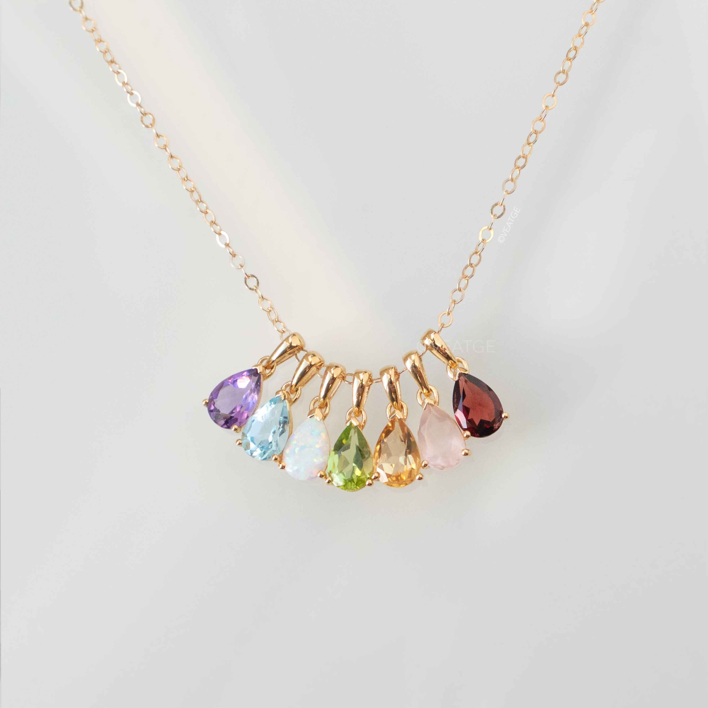 Pear Teardrop Birthstone Necklace