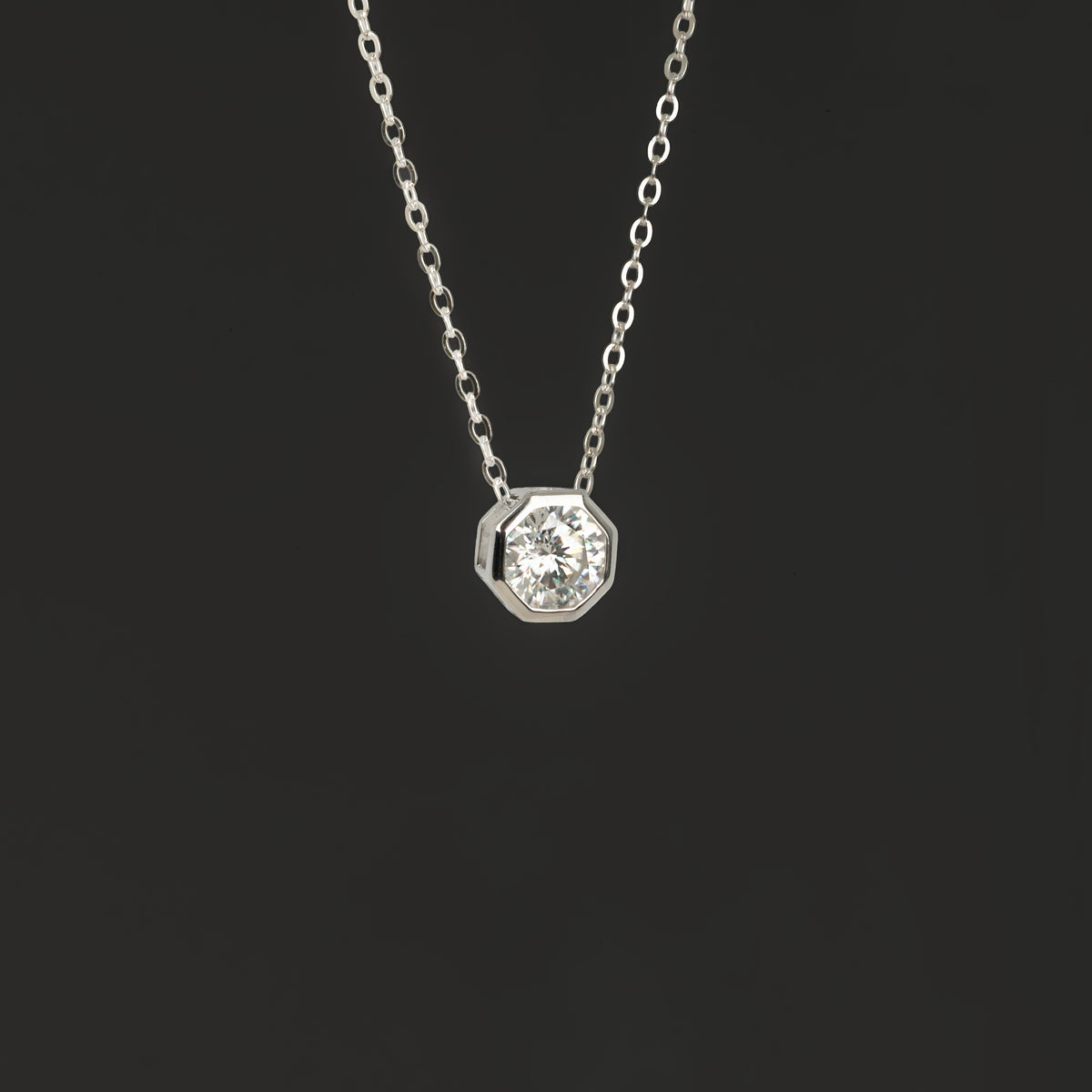 1ct Geometric Moissanite Necklace, 925 Sterling Silver Anti tarnish, Solitaire Diamond Necklace Unisex Gifts