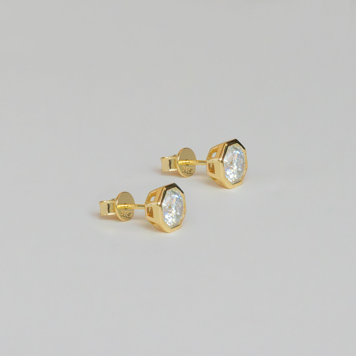 1ct Moissanite Geometric Solitaire Stud Earrings