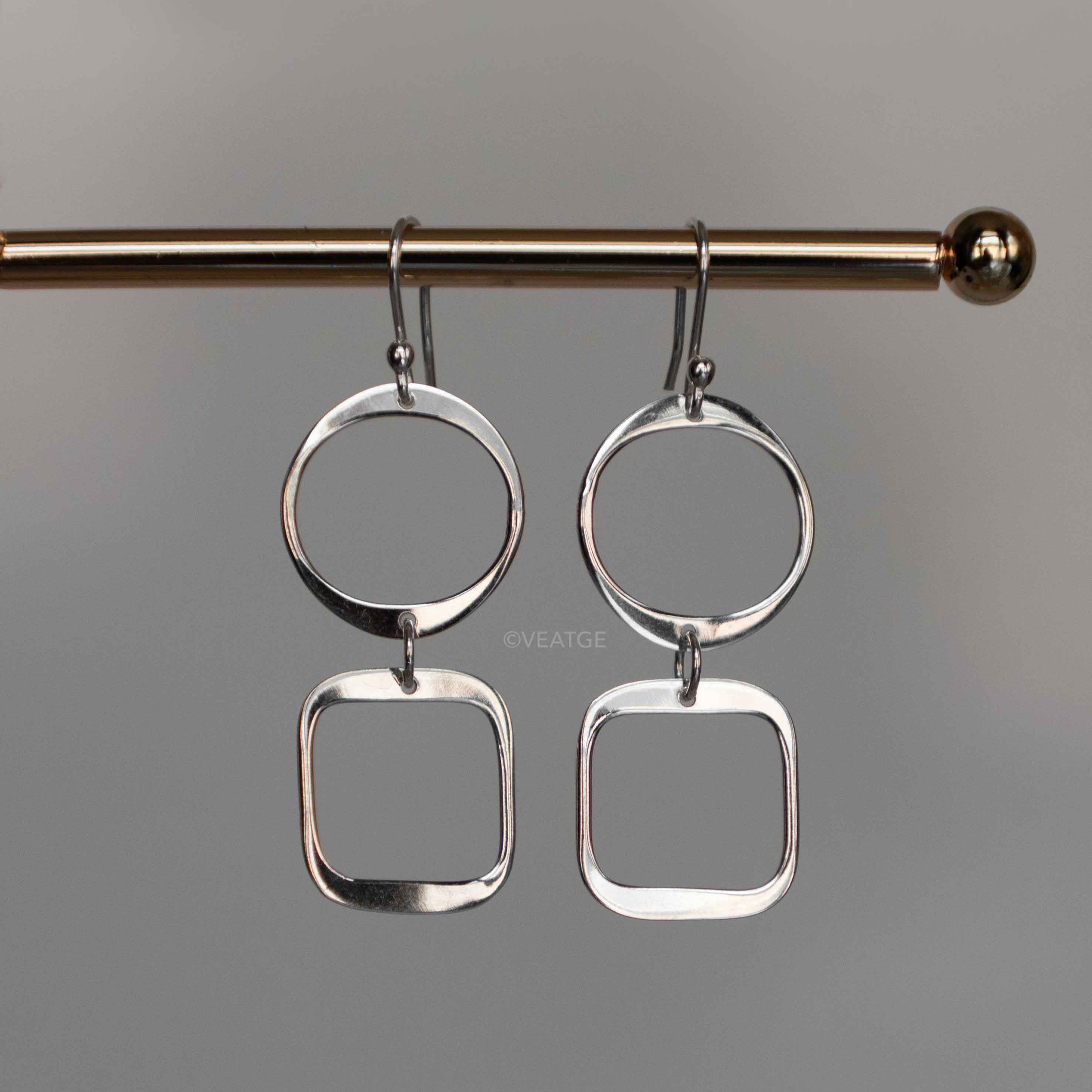 Geometric Earrings Silver, 925 Sterling Silver, Silver Earring Dangle, Unique Handmade Jewelry, Unique Gifts for Mom, Gift for Wife, Large Silver Earrings