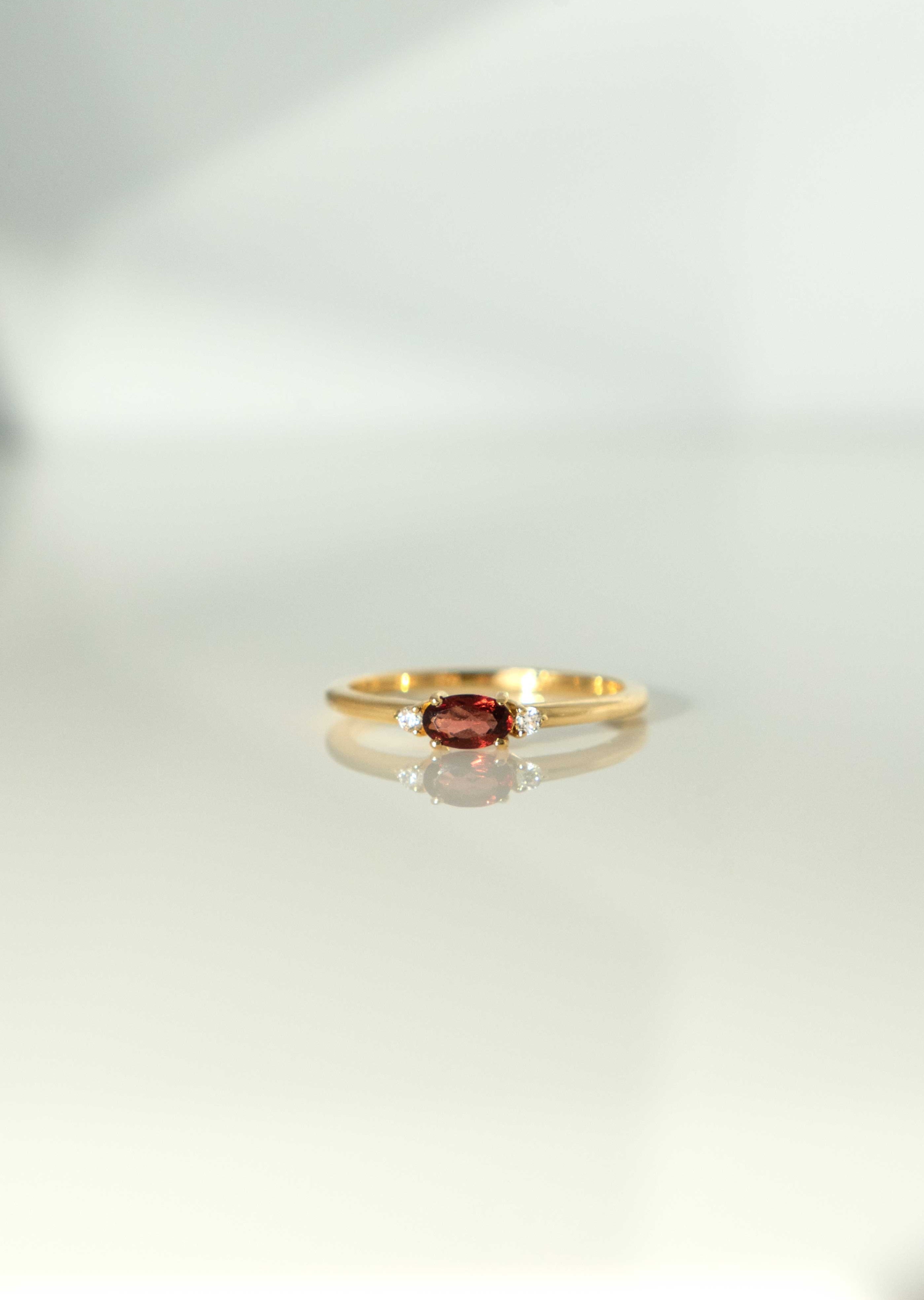 Garnet Stacking Ring Gold