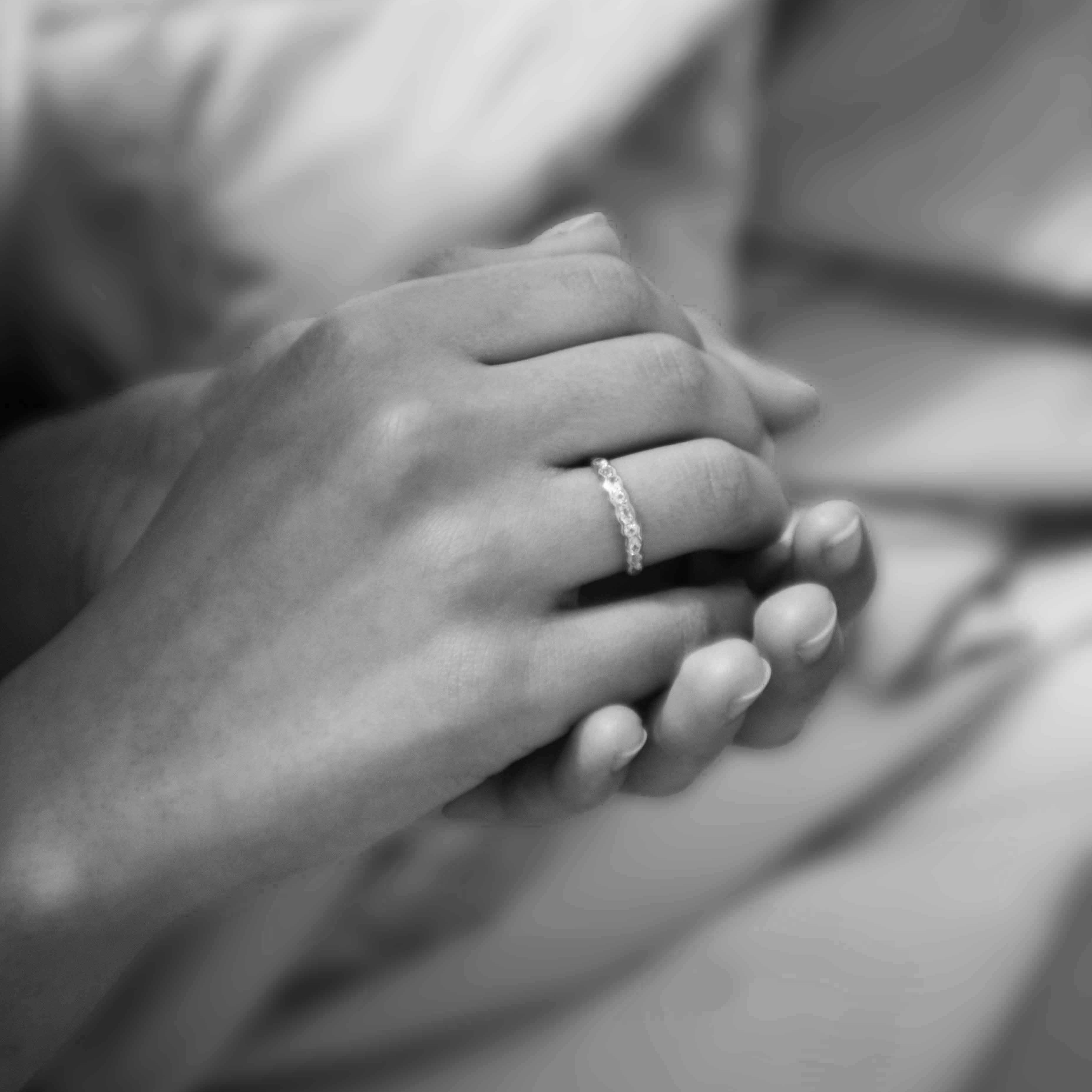 White Topaz Half Eternity Band