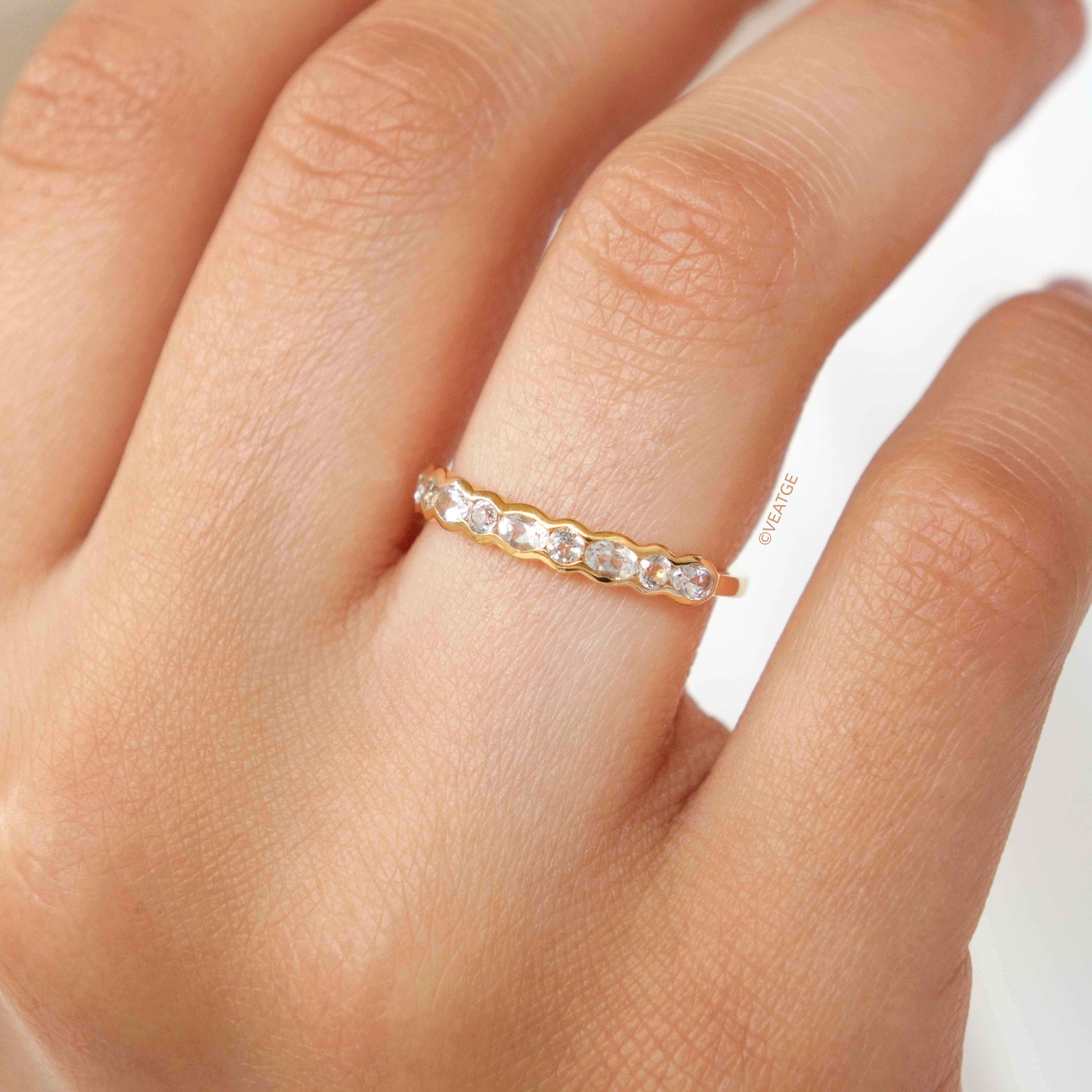 White Topaz Half Eternity Band