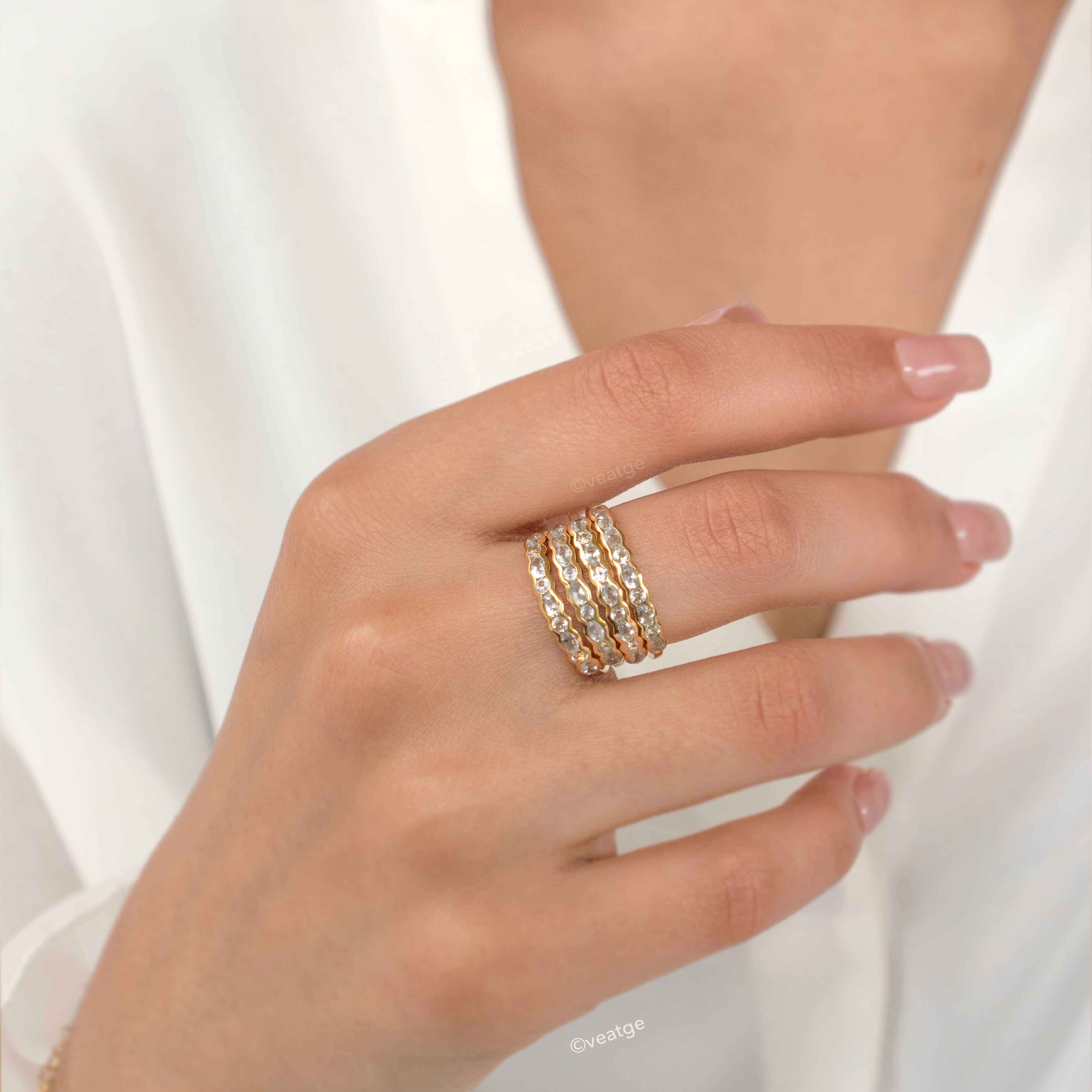 White Topaz Half Eternity Band