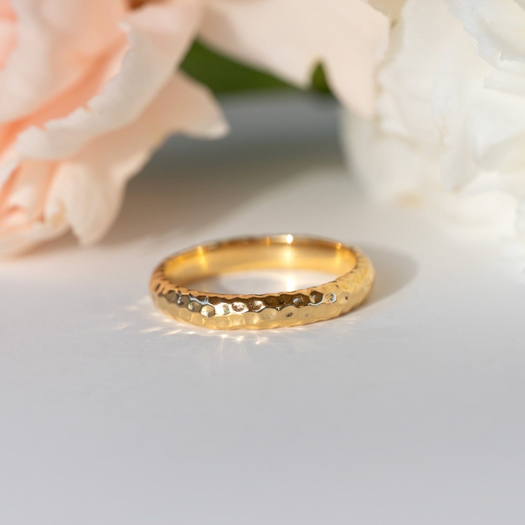 Unique Hammered Wedding Bands, 925 Gold Ring, Stackable Ring 3mm, Women Wedding Band Ring, Mens Wedding Band Rings, Anniversary Gift, Unisex Wedding Bands for him and her