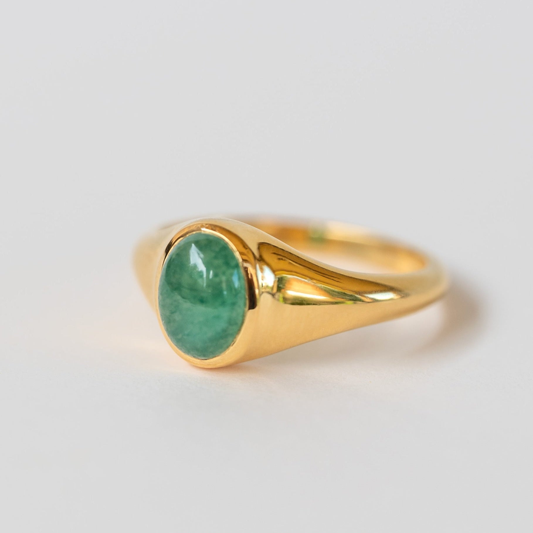 Signet Ring in Green Aventurine, Natural High Grade Aventurine Gemstone for Good Luck, Minimalist Pinky Ring Gold, Birthday Gift, Graduation Gifts, Best Friend Pinky Rings, Unisex Ring, Gift for Men, Gift for Women