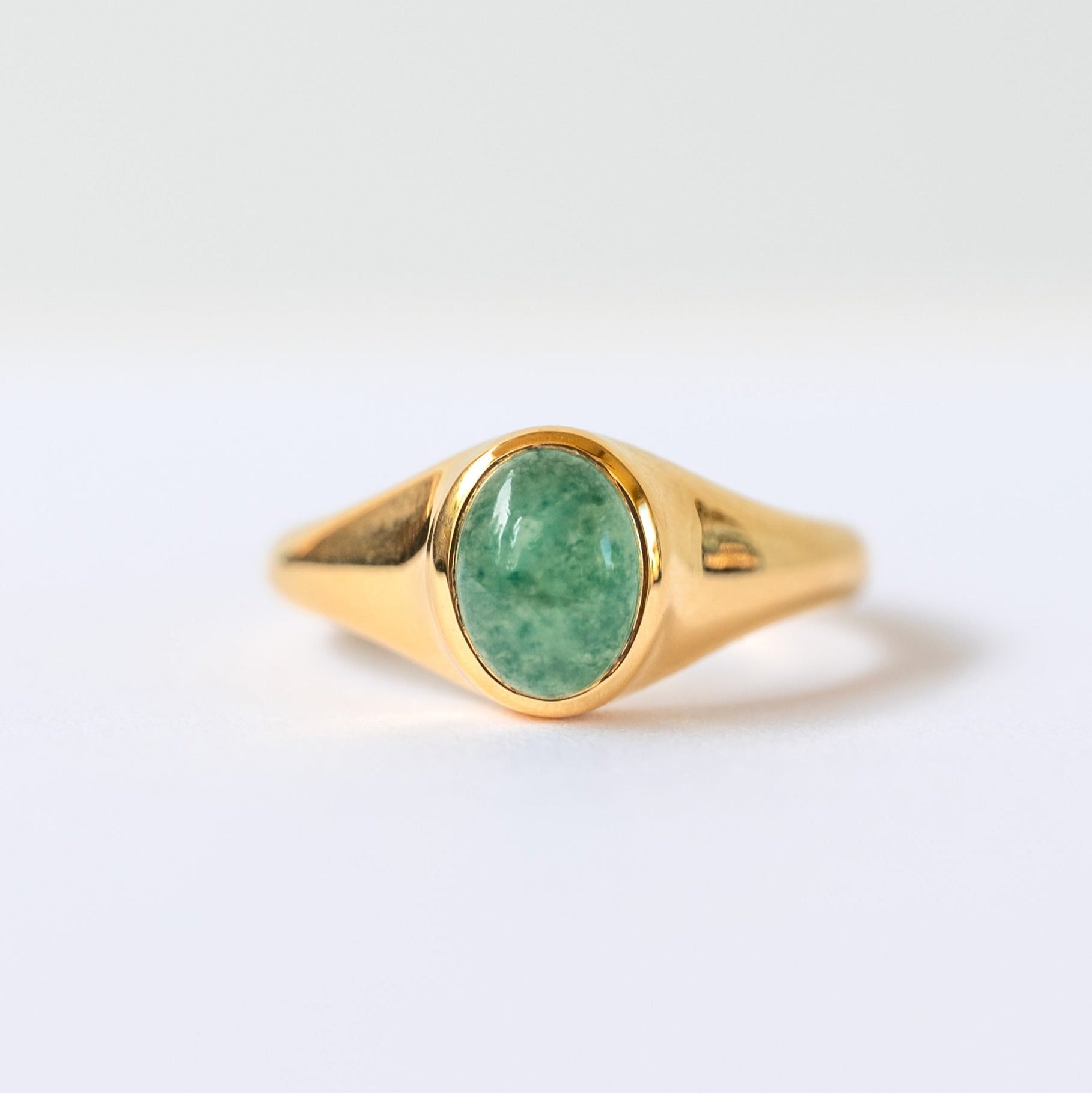 Signet Ring in Green Aventurine, Natural High Grade Aventurine Gemstone for Good Luck, Minimalist Pinky Ring Gold, Birthday Gift, Graduation Gifts, Best Friend Pinky Rings, Unisex Ring, Gift for Men, Gift for Women