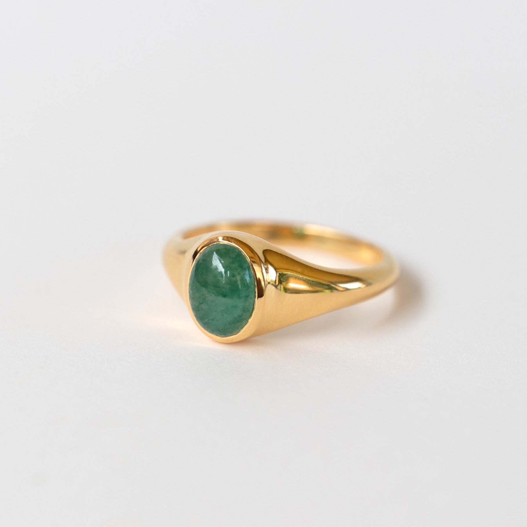 Signet Ring in Green Aventurine, Natural High Grade Aventurine Gemstone for Good Luck, Minimalist Pinky Ring Gold, Birthday Gift, Graduation Gifts, Best Friend Pinky Rings, Unisex Ring, Gift for Men, Gift for Women