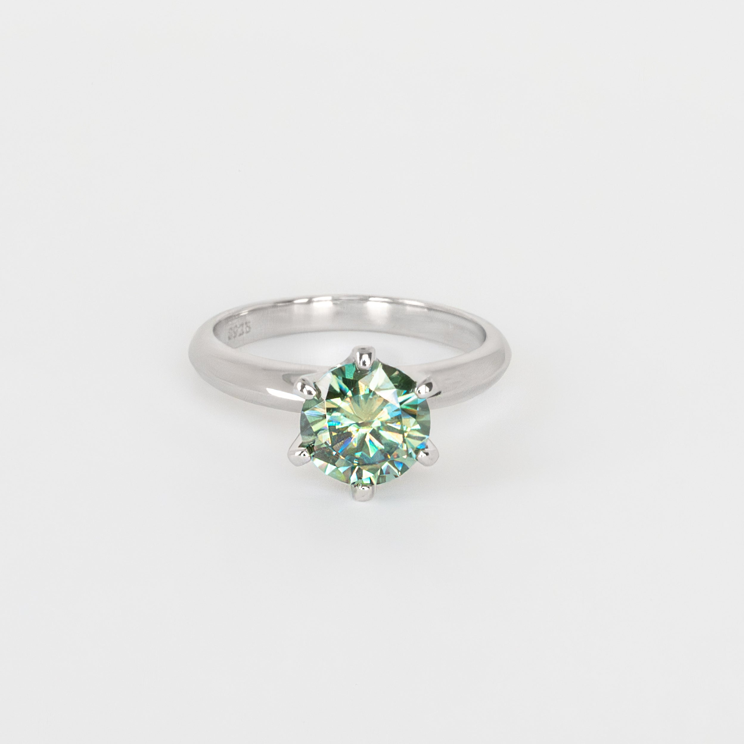 Forest Green Moissanite Ring Brilliant Cut 2ct