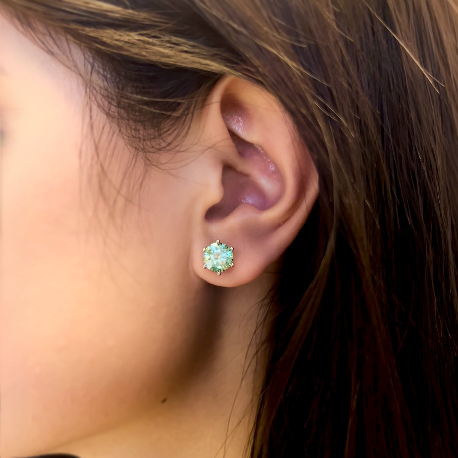 green moissanite earrings