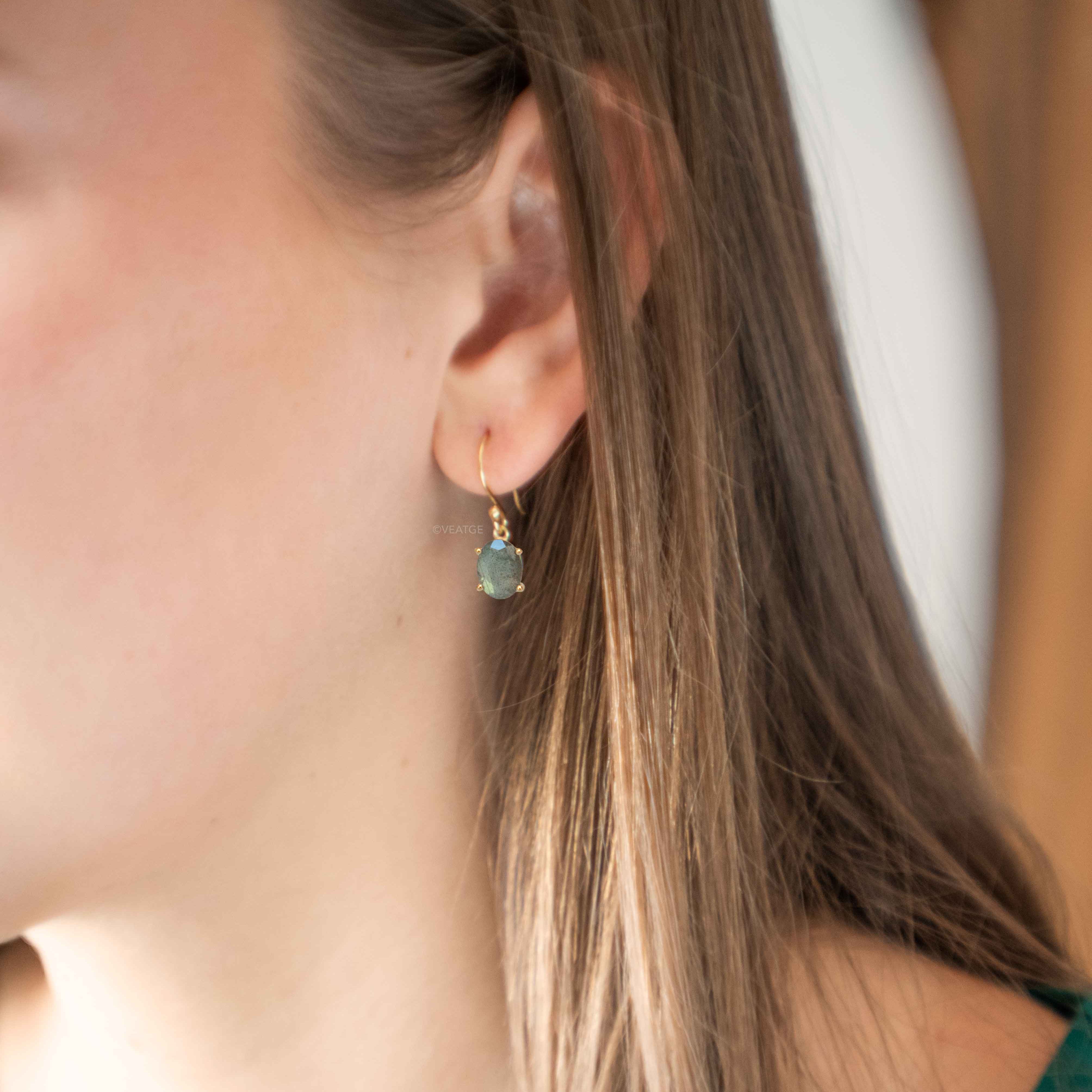 Labradorite Dangle Earrings gold