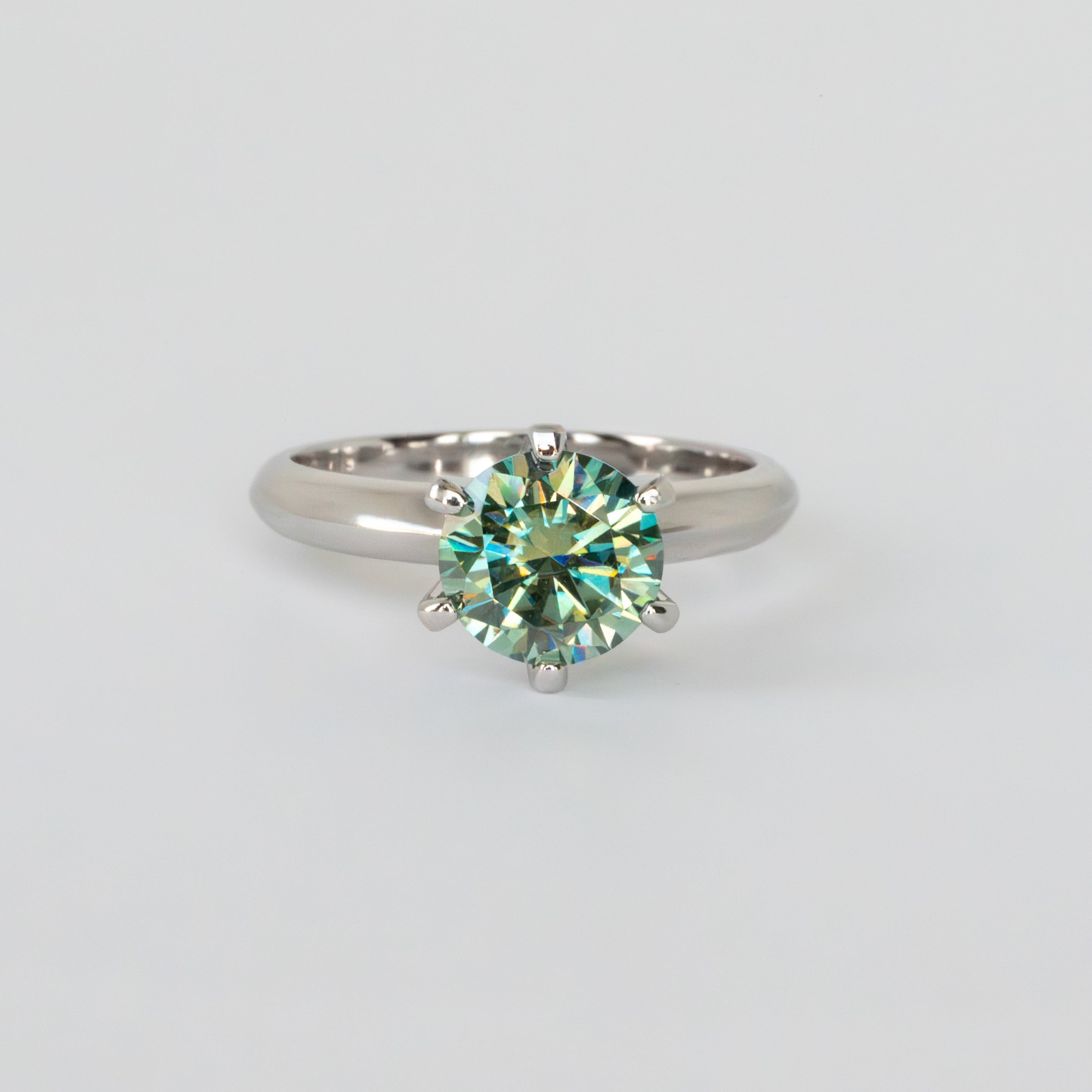 Green Moissanite Engagement Ring 2 carat Sterling Silver 925, Anniversary Birthday Gifts for Wife