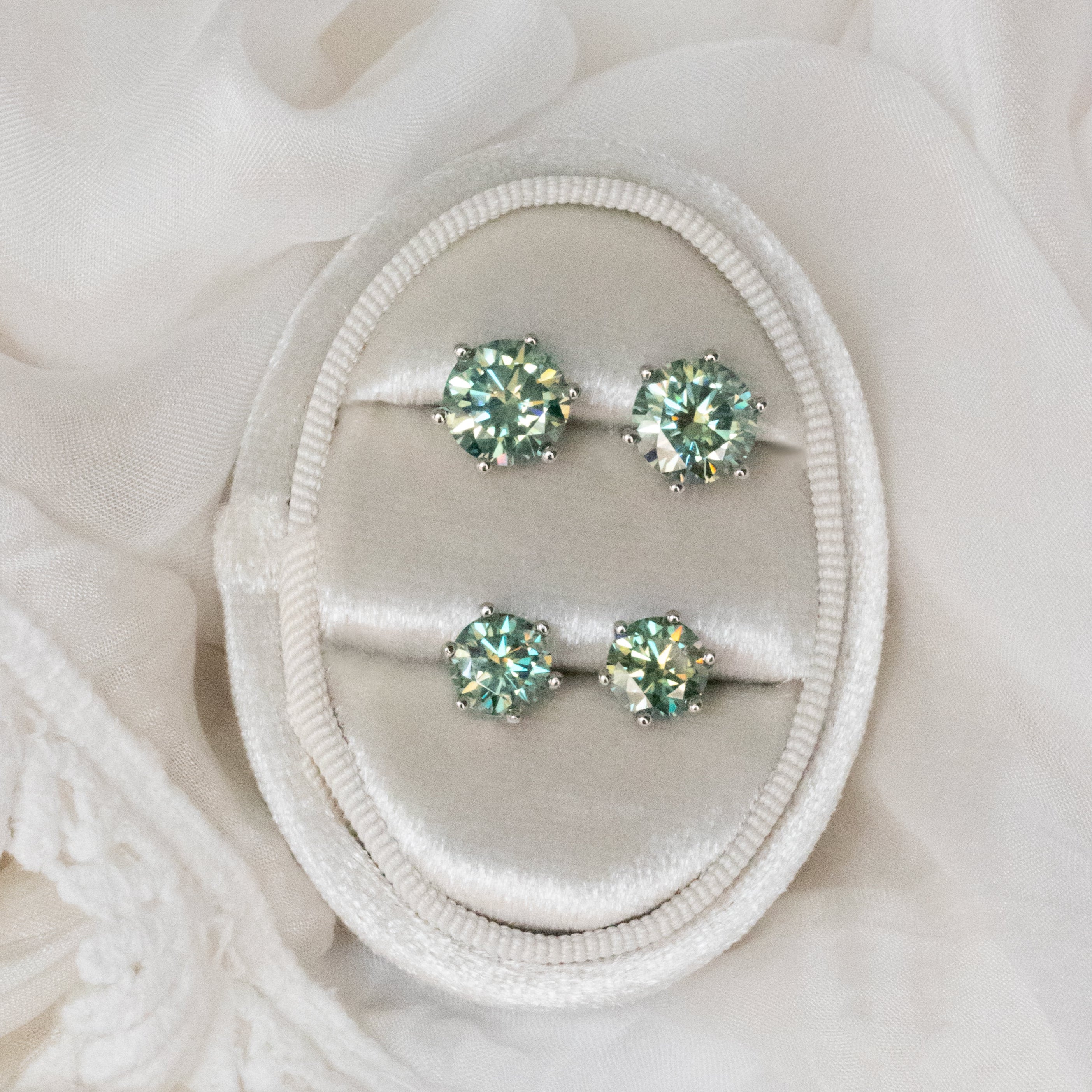 Green Moissanite Stud Earrings Sterling Silver 925, Anniversary Birthday Gifts for Wife, Mother's Day Gift for Mom