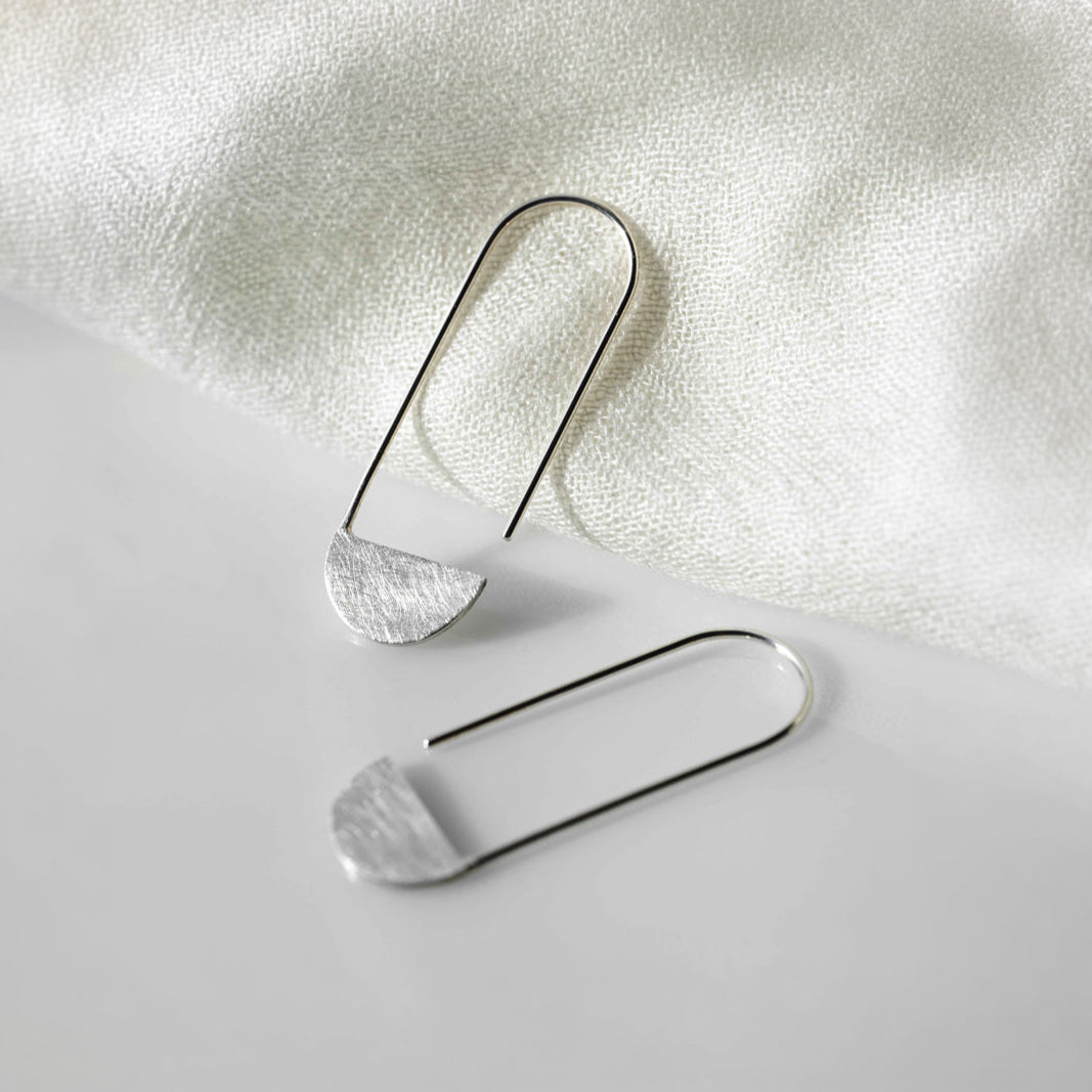 Half Circle Silver Earrings