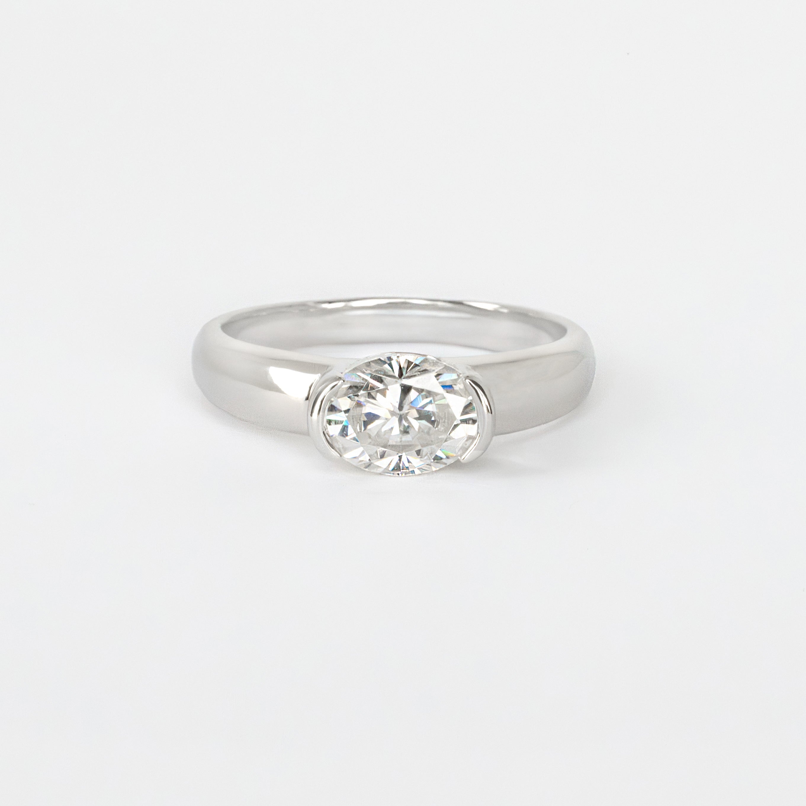 1.5ct Half Bezel Moissanite Ring