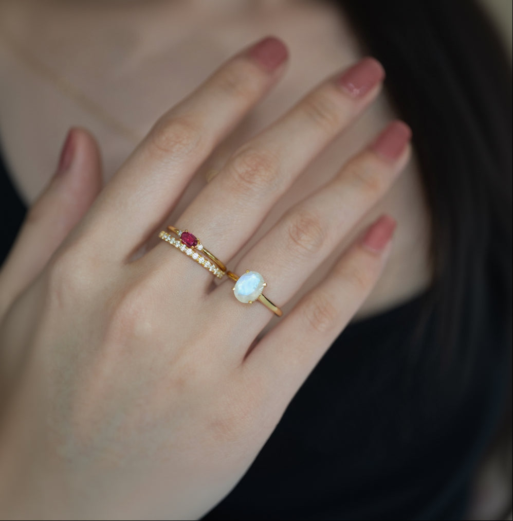 Moonstone Ring Hidden Halo