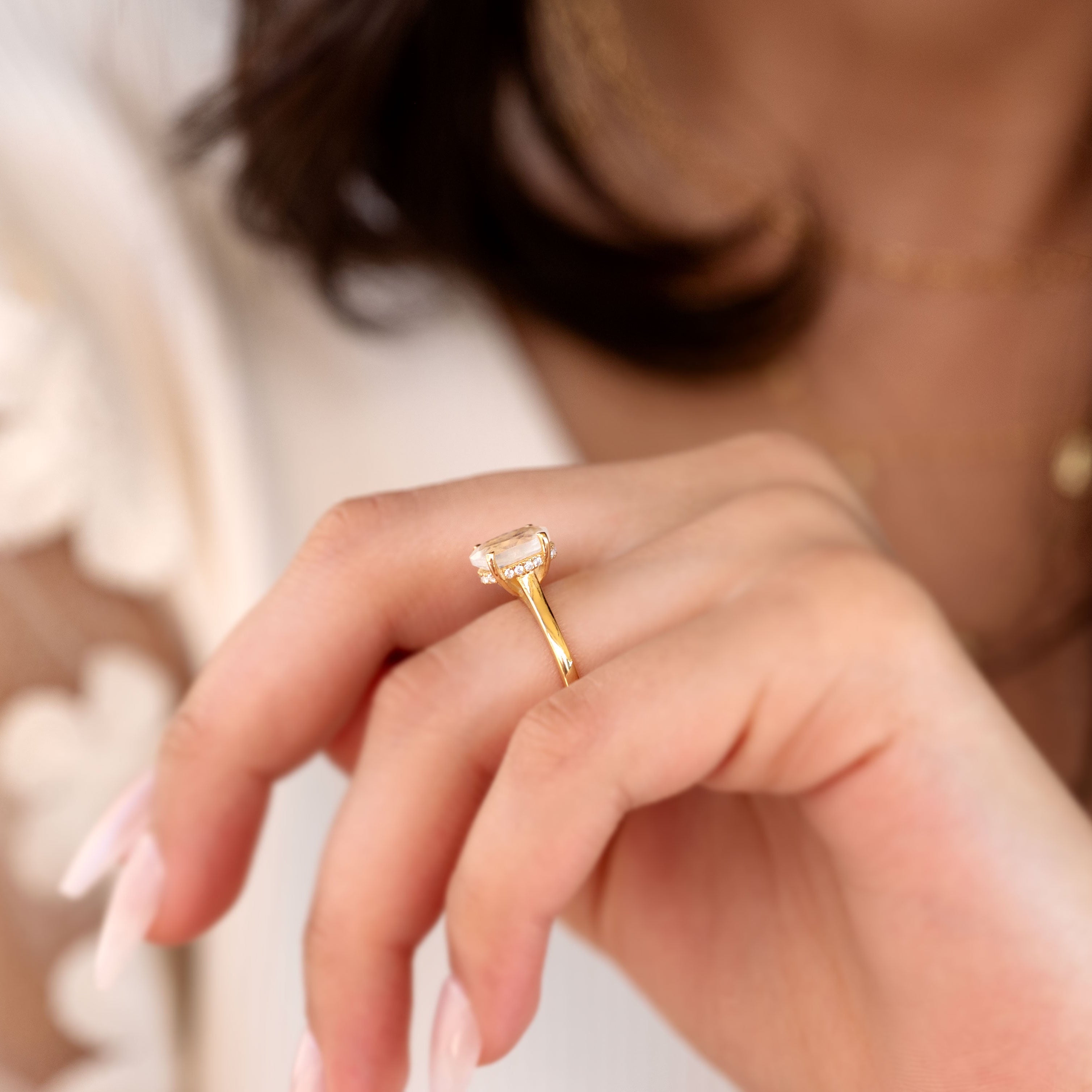 Moonstone Ring Hidden Halo