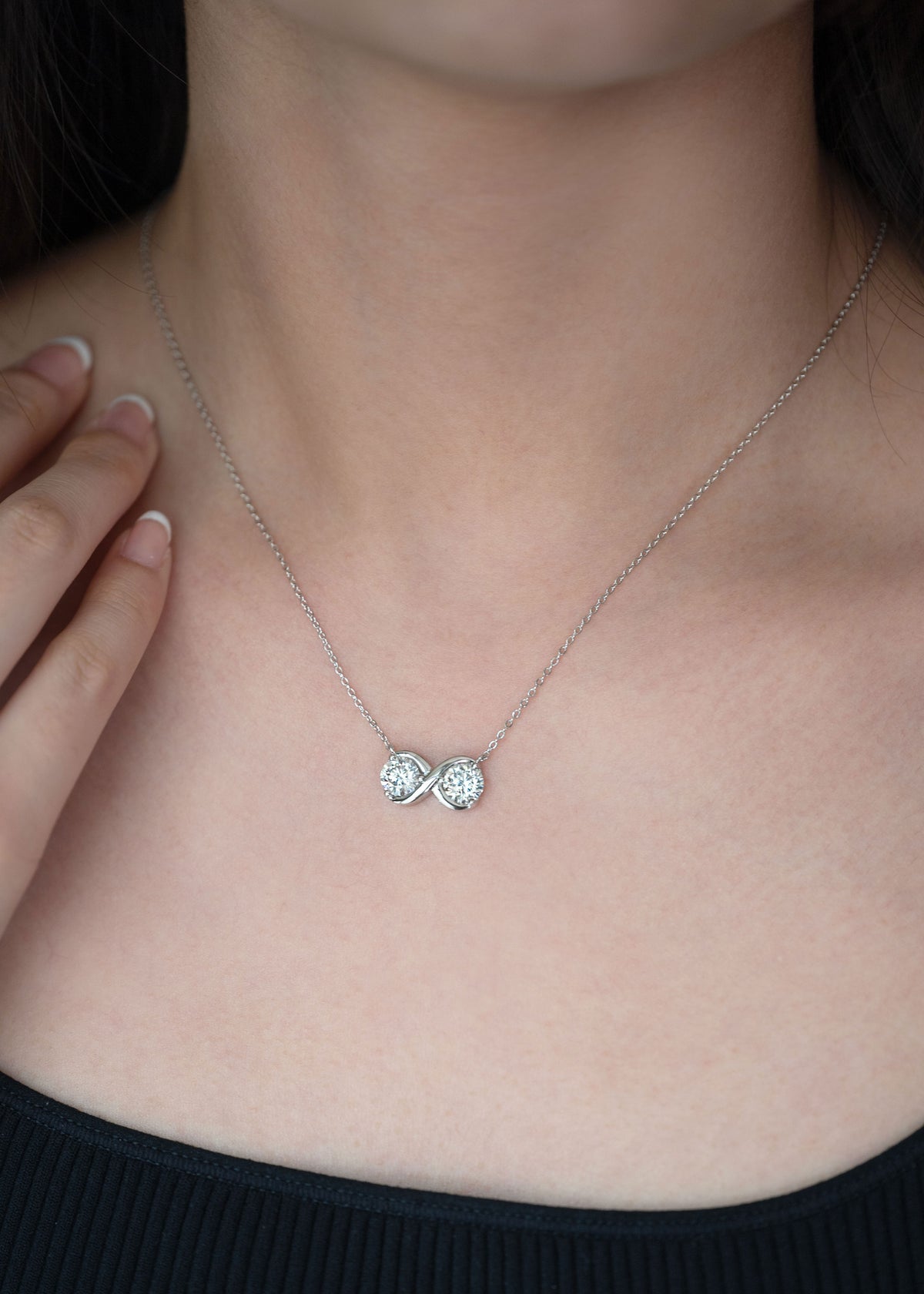 Moissanite Infinity Necklace silver