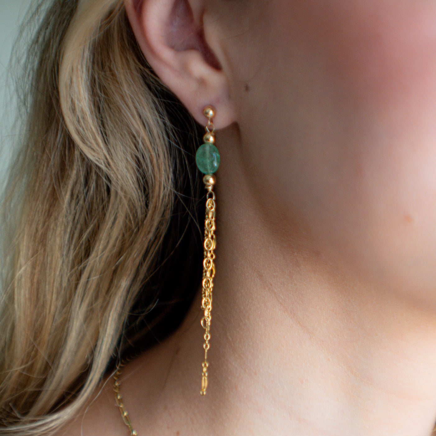 Gemstone Tassel Earrings long Delicate Gold Earrings Gift for Women Best Gifts for Girls
