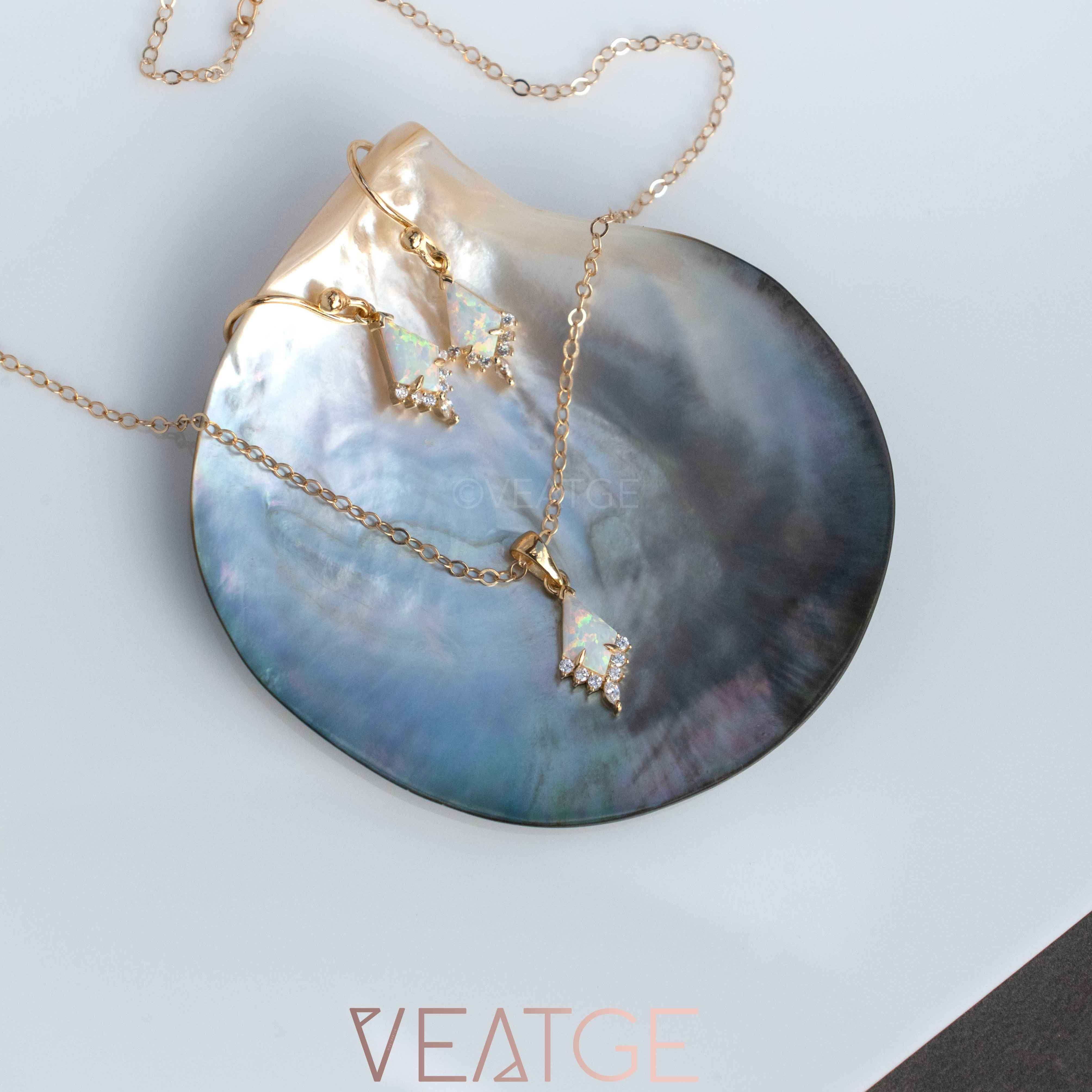 Opal Kite Dangle Earrings Necklace set