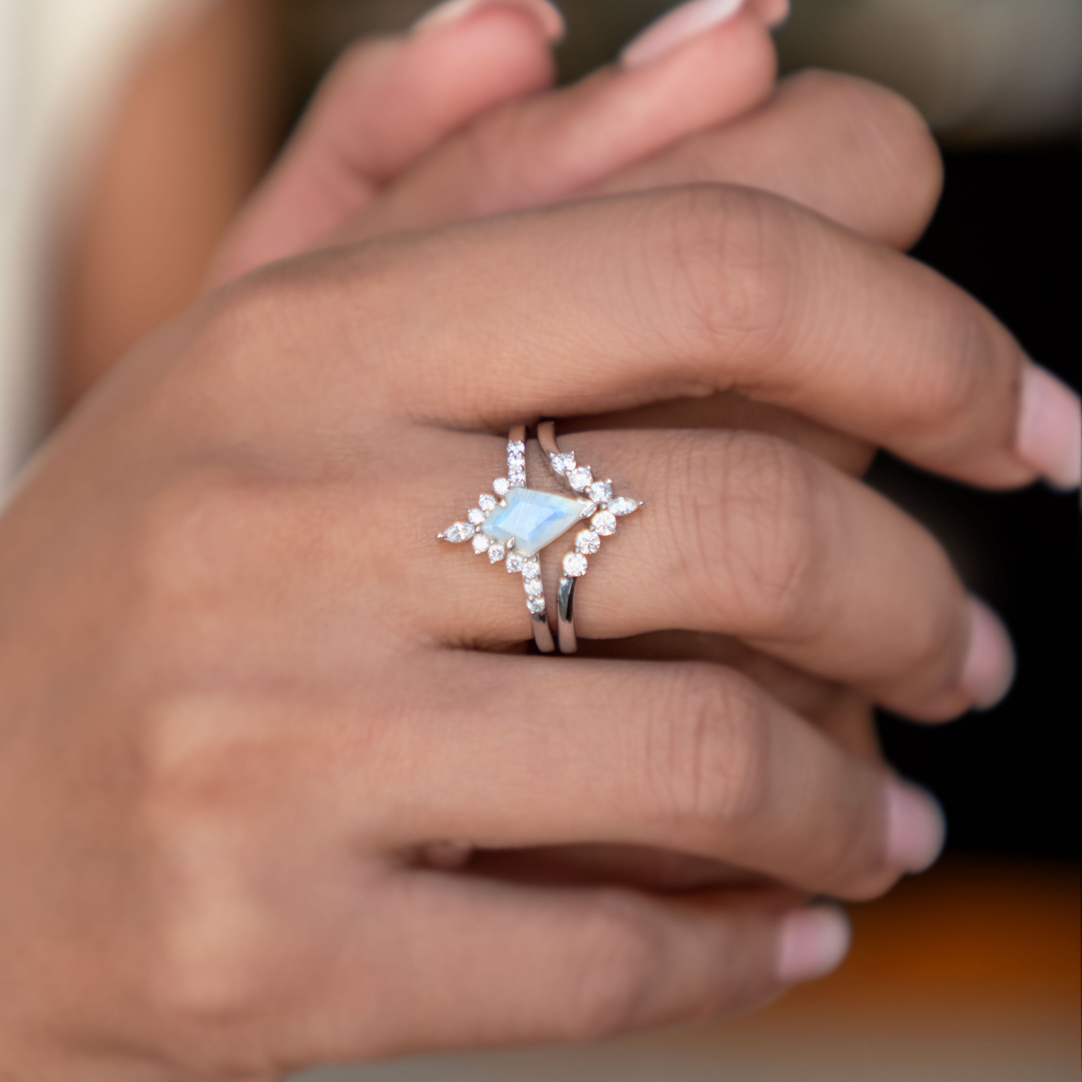 Moonstone Kite Ring Set