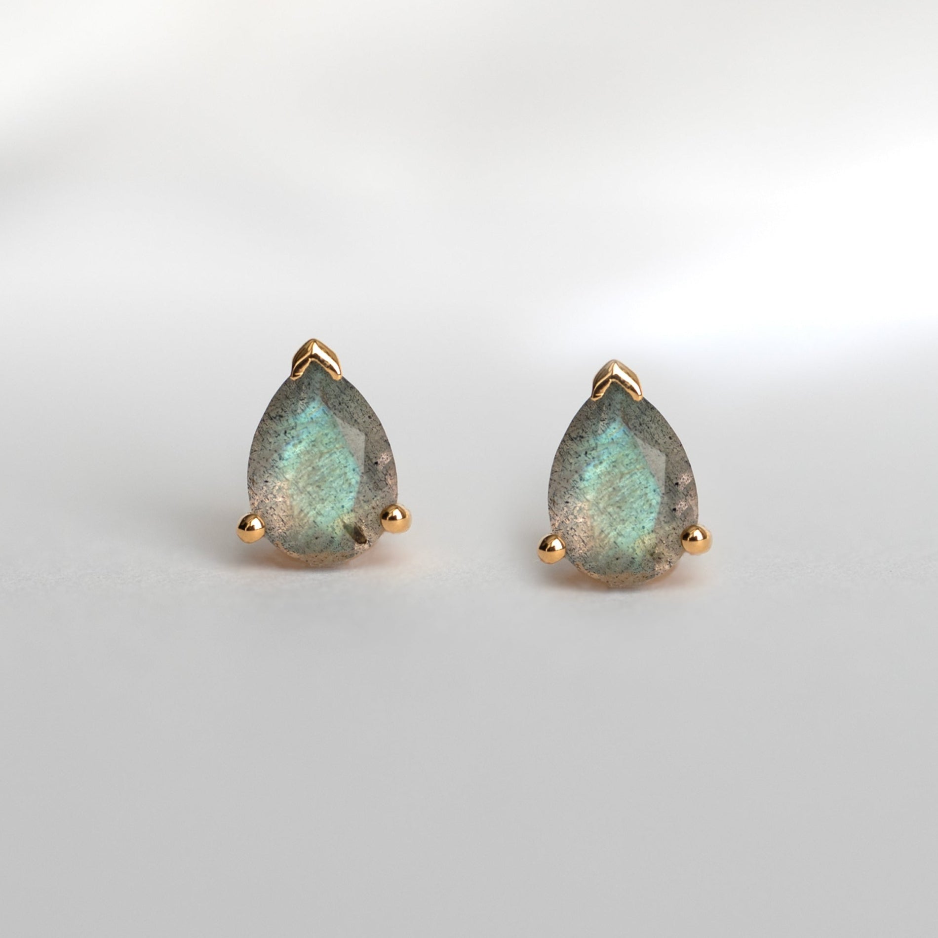 Labradorite Pear Stud Earrings Teardrop Gifts for Mom Girlfriend best friend, Cute Birthday Gifts