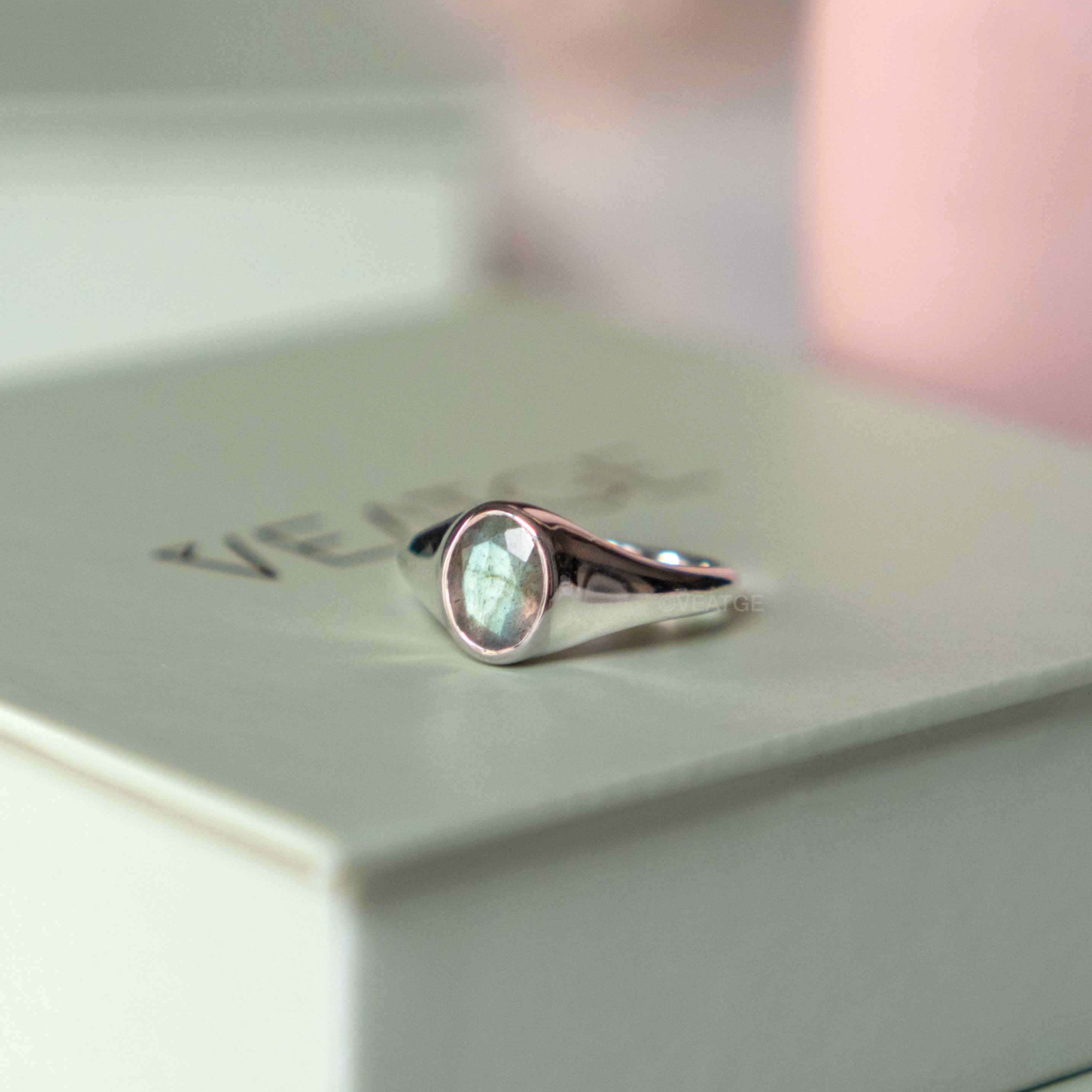 Signet Labradorite Ring silver Veatge