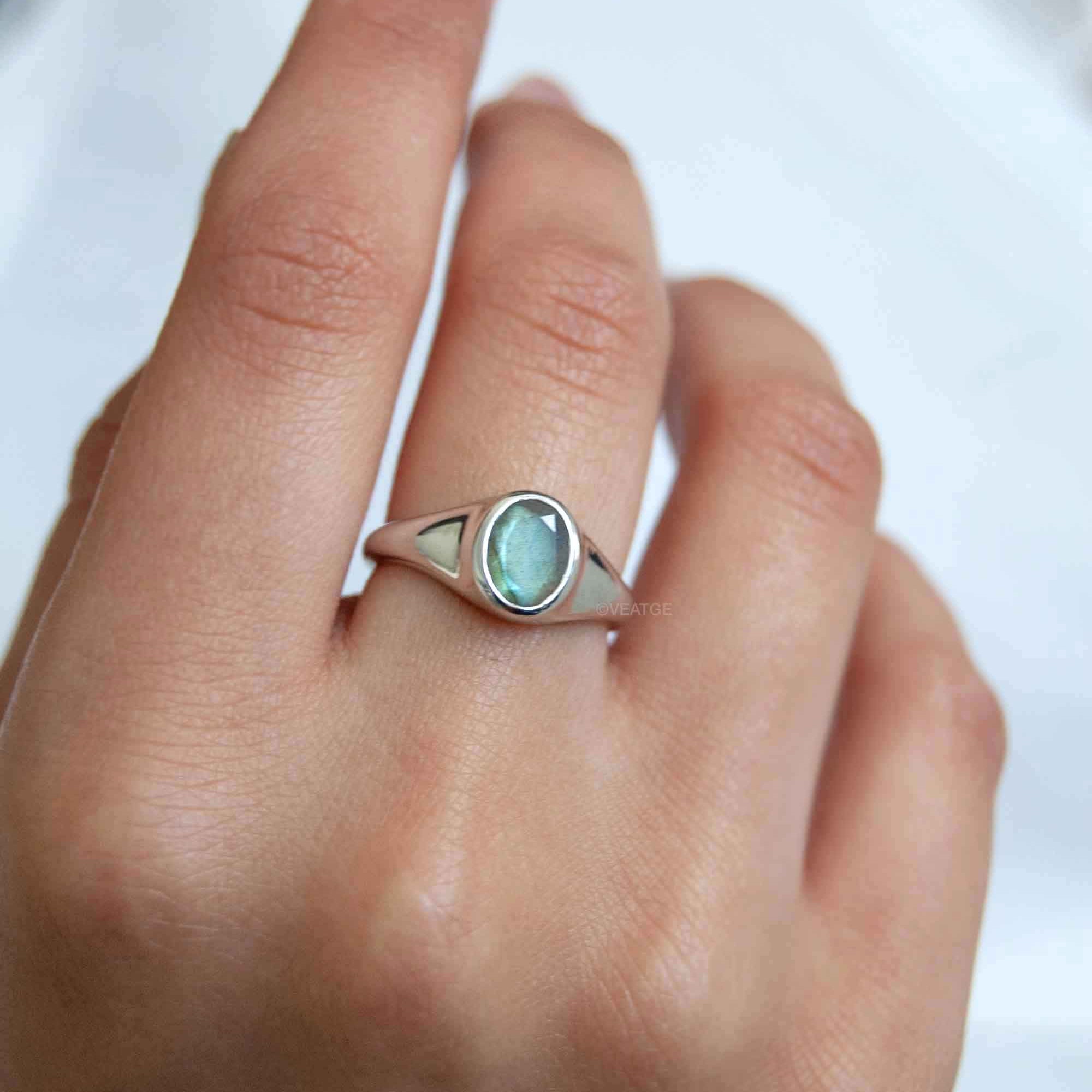 Signet Labradorite Ring silver Veatge