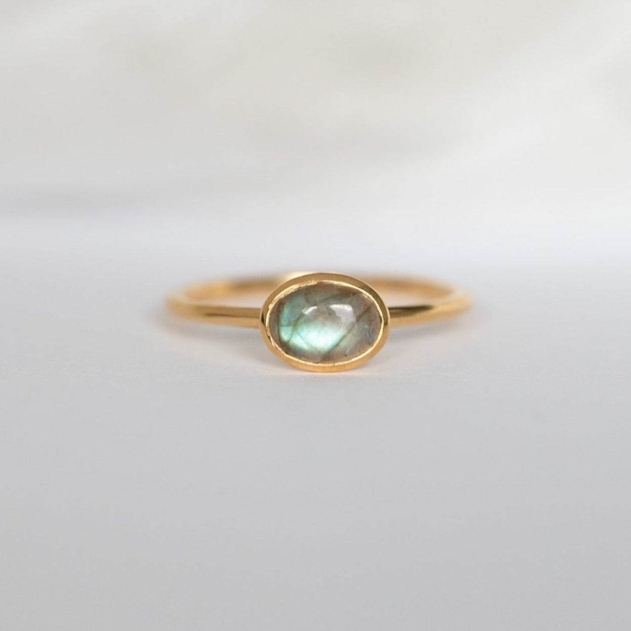 Natural Labradorite Ring Gold, Minimalist Dainty Gold Rings for women, Genuine flashy real gemstone