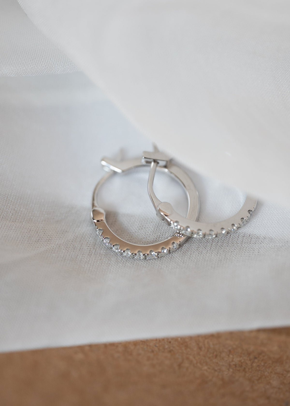 Silver Diamond Hoops