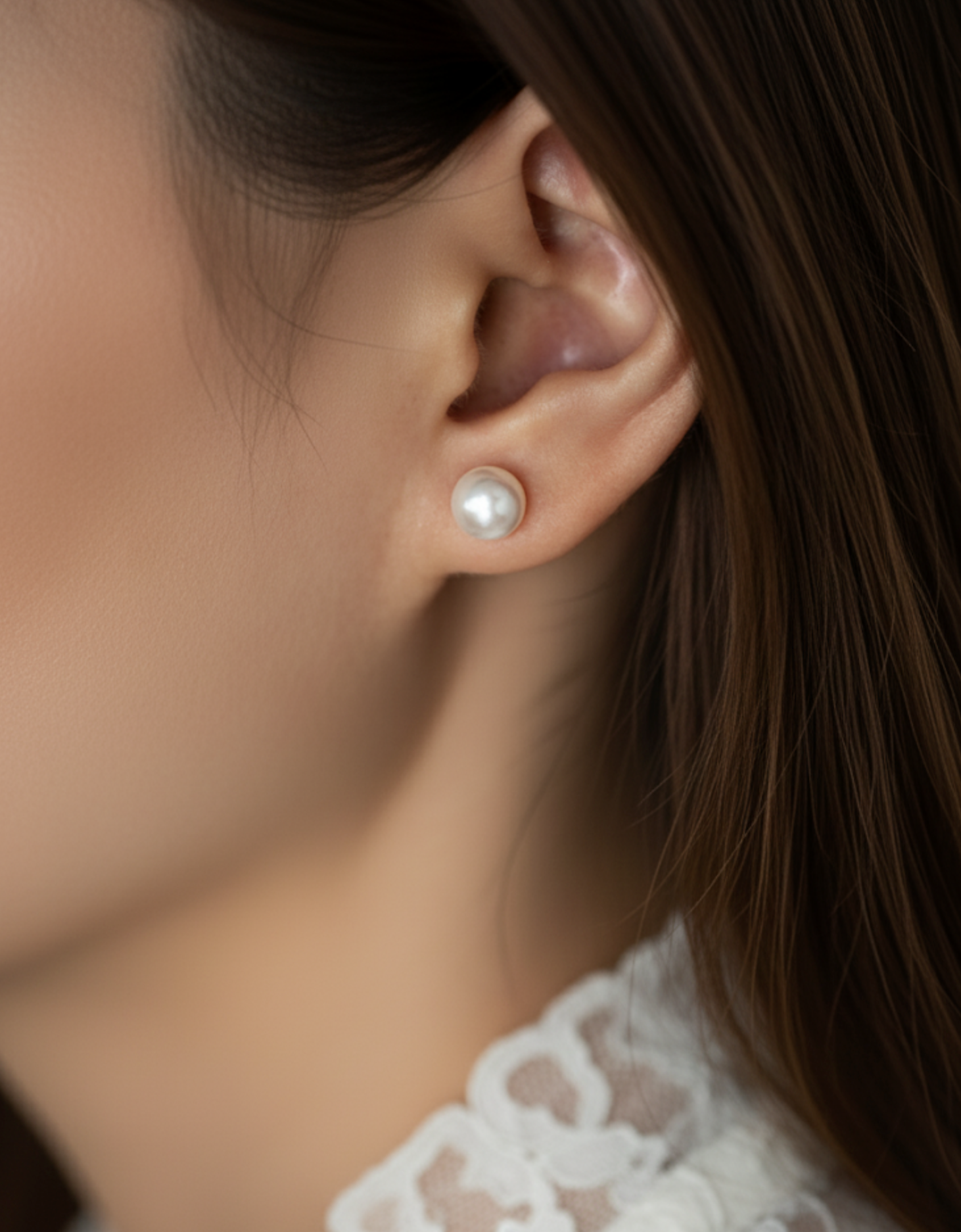 Large big Pearl Stud Earrings gold