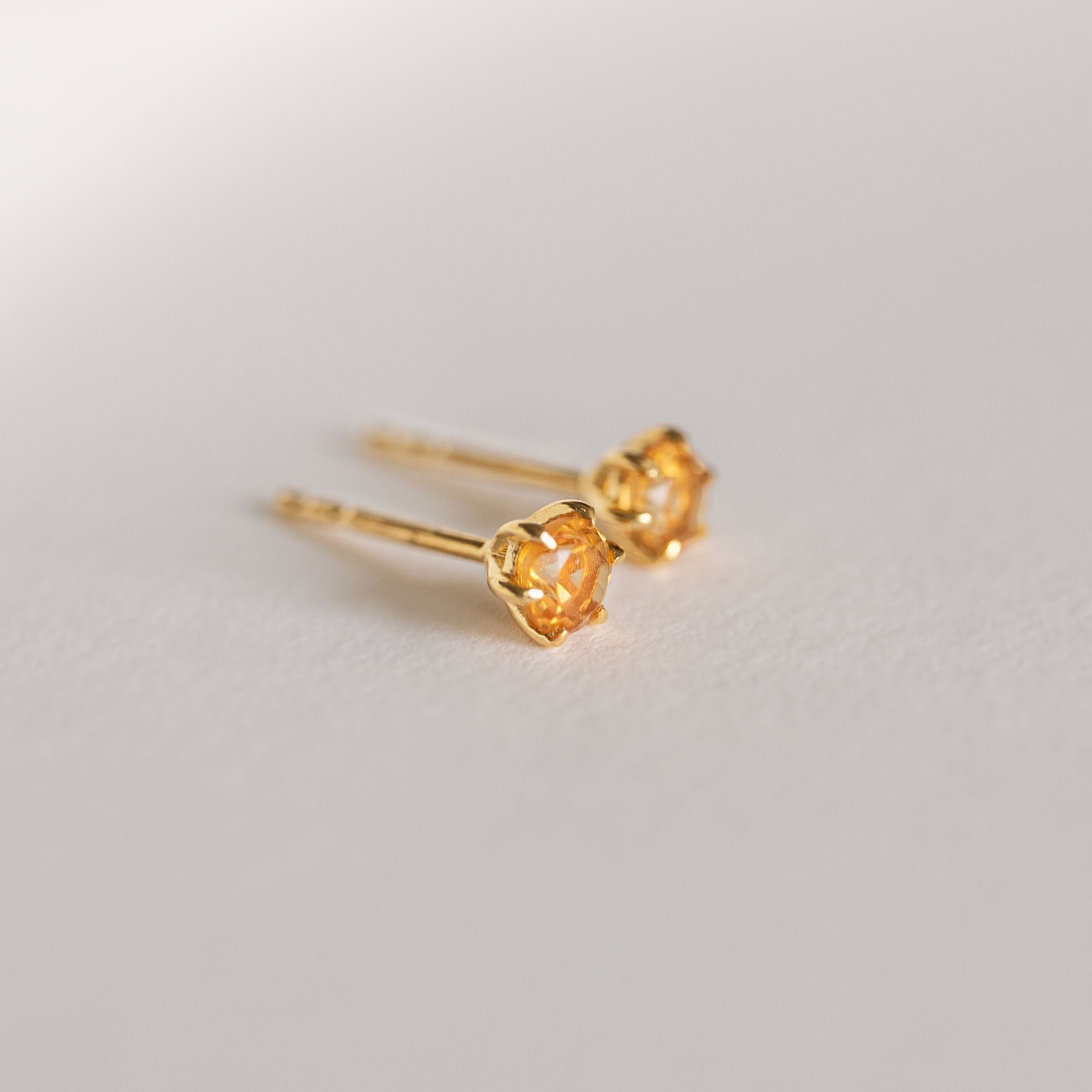 Martini Citrine Studs November Birthstone gold