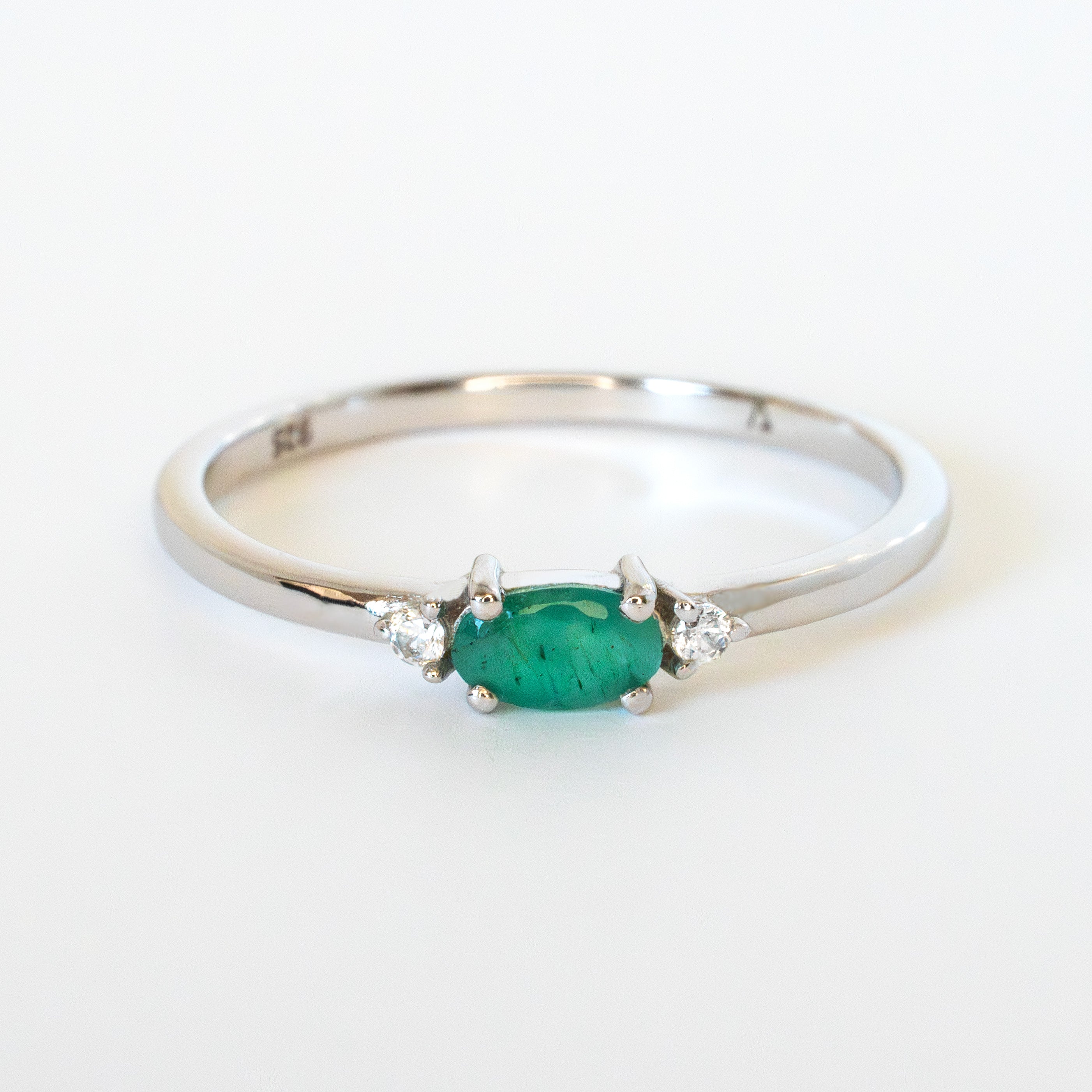 Natural Emerald Dainty Sterling Silver 925 Ring, Dainty silver Ring Birthstone, Genuine Green Emerald Stackable Ring, Stacking Ring Silver, May Birthstone Ring