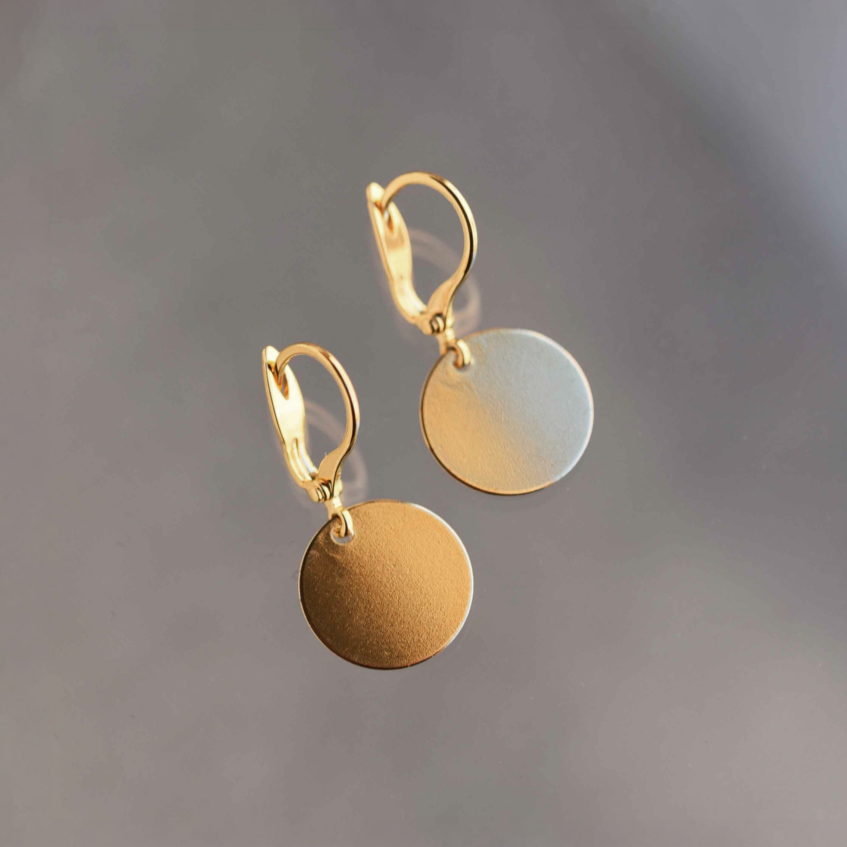 Gold Disc Earrings 14k Gold Filled