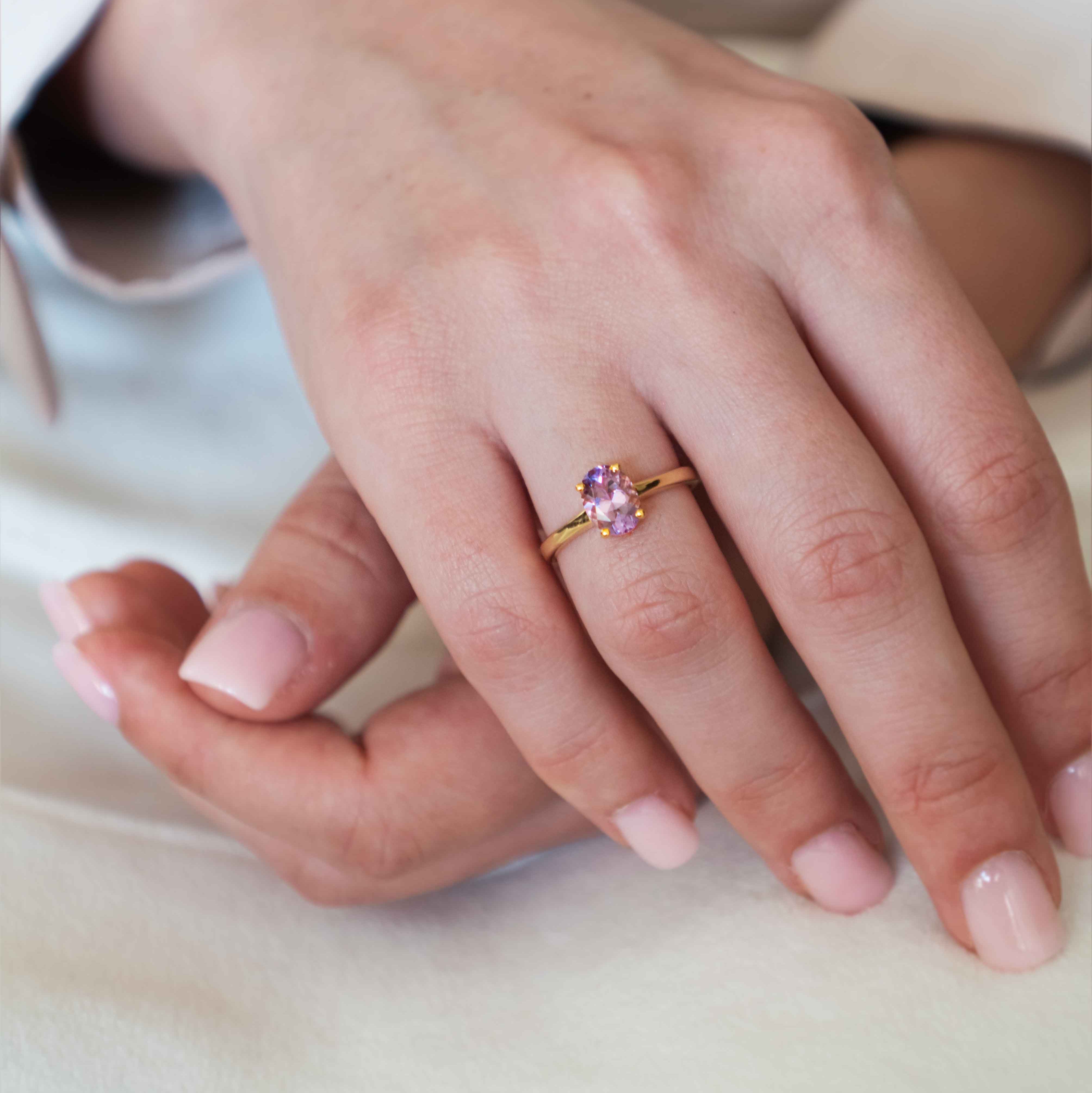 Minimalist Amethyst Birthstone Ring Women