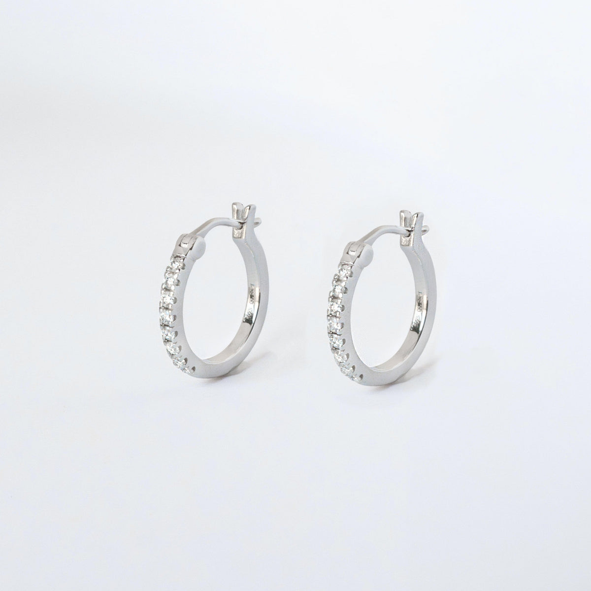 Moissanite-Diamond Hoops-Large-Silver White Gold, Gifts for Women