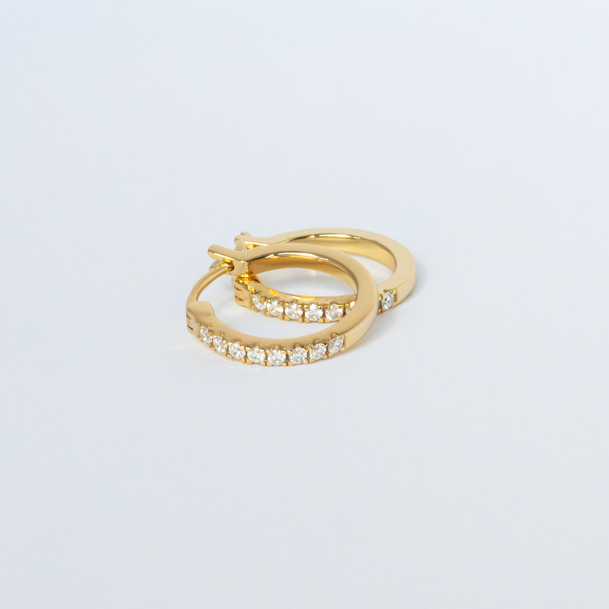 Large Gold Hoops with Diamonds