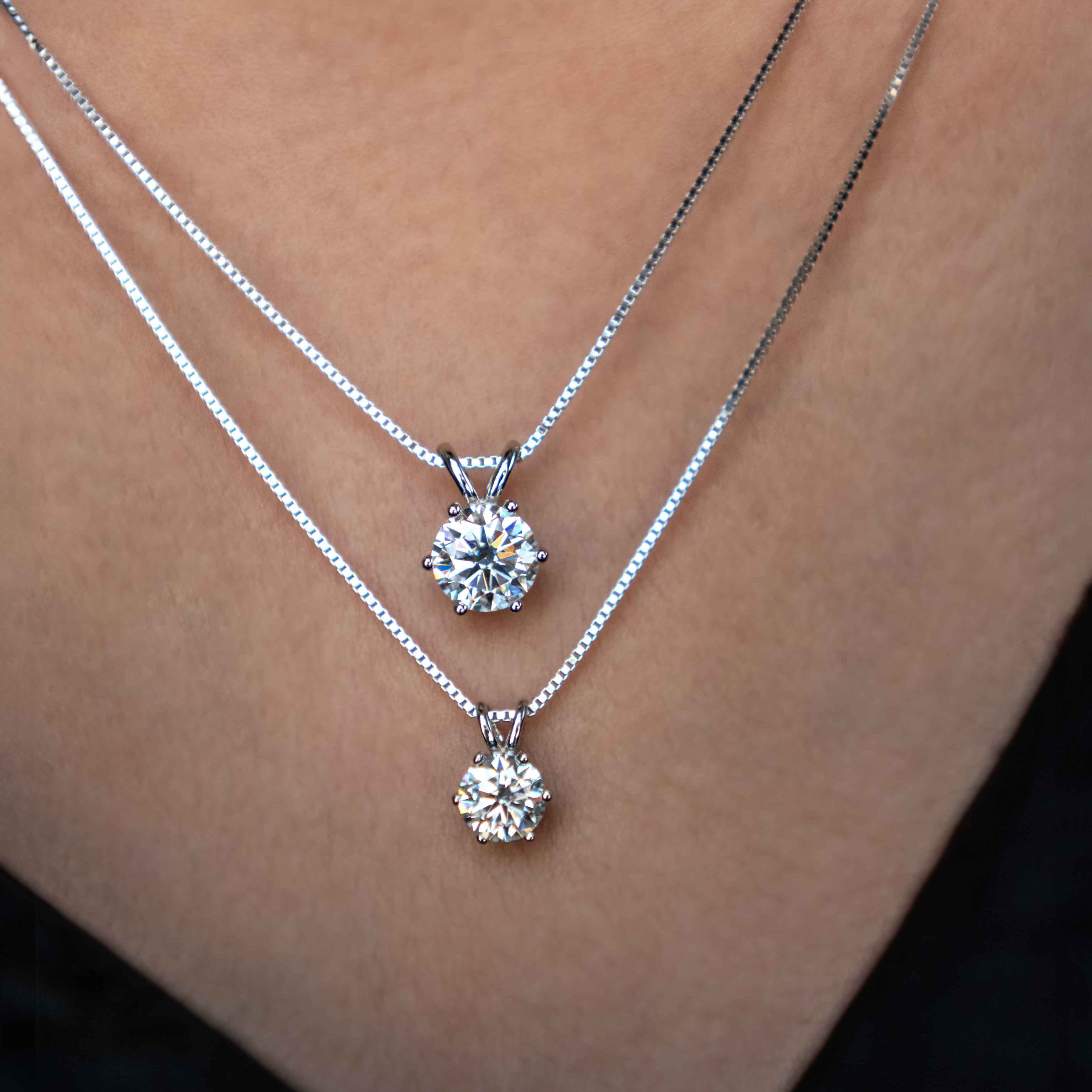 Classic Moissanite Necklace Brilliant Cut