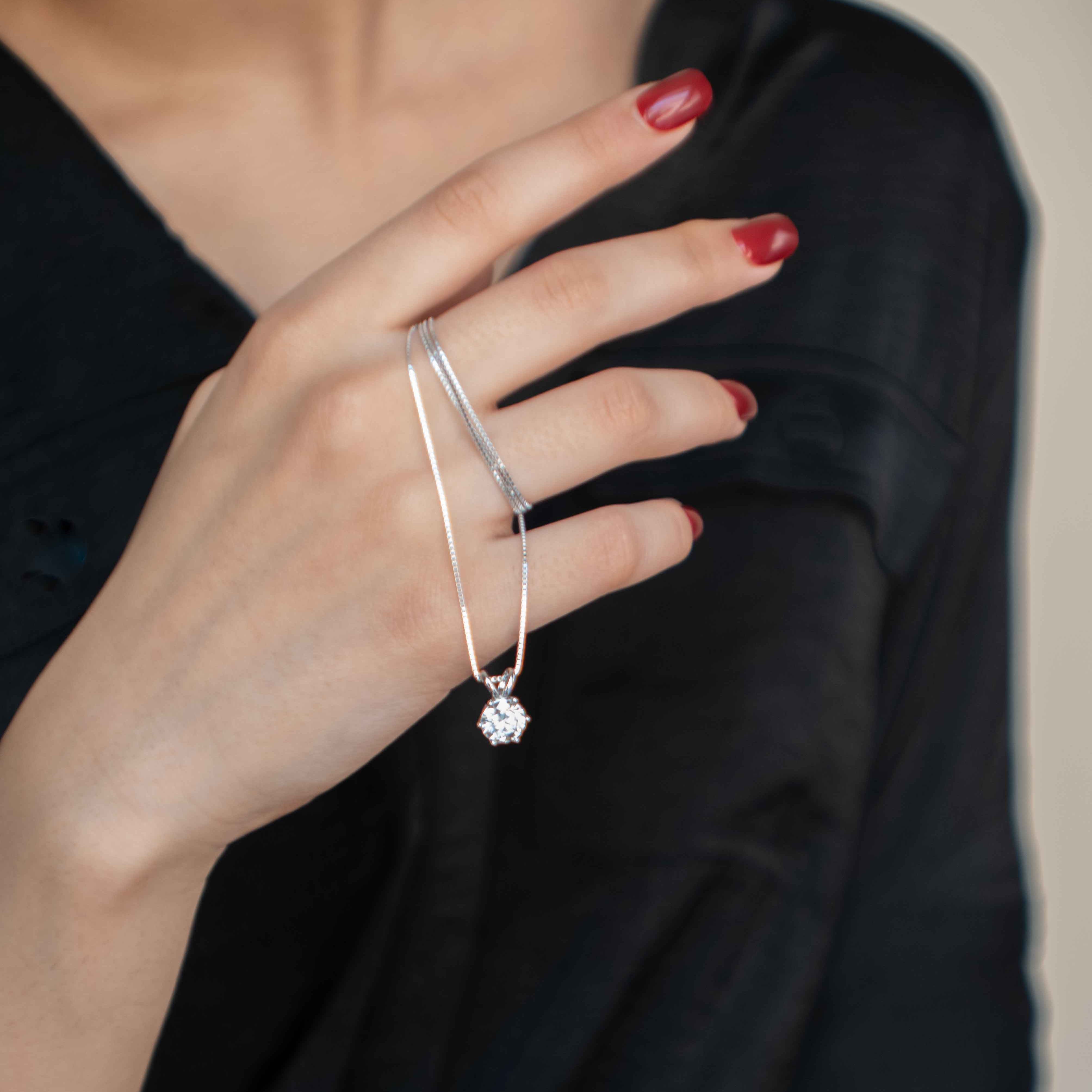 Classic Moissanite Necklace Brilliant Cut